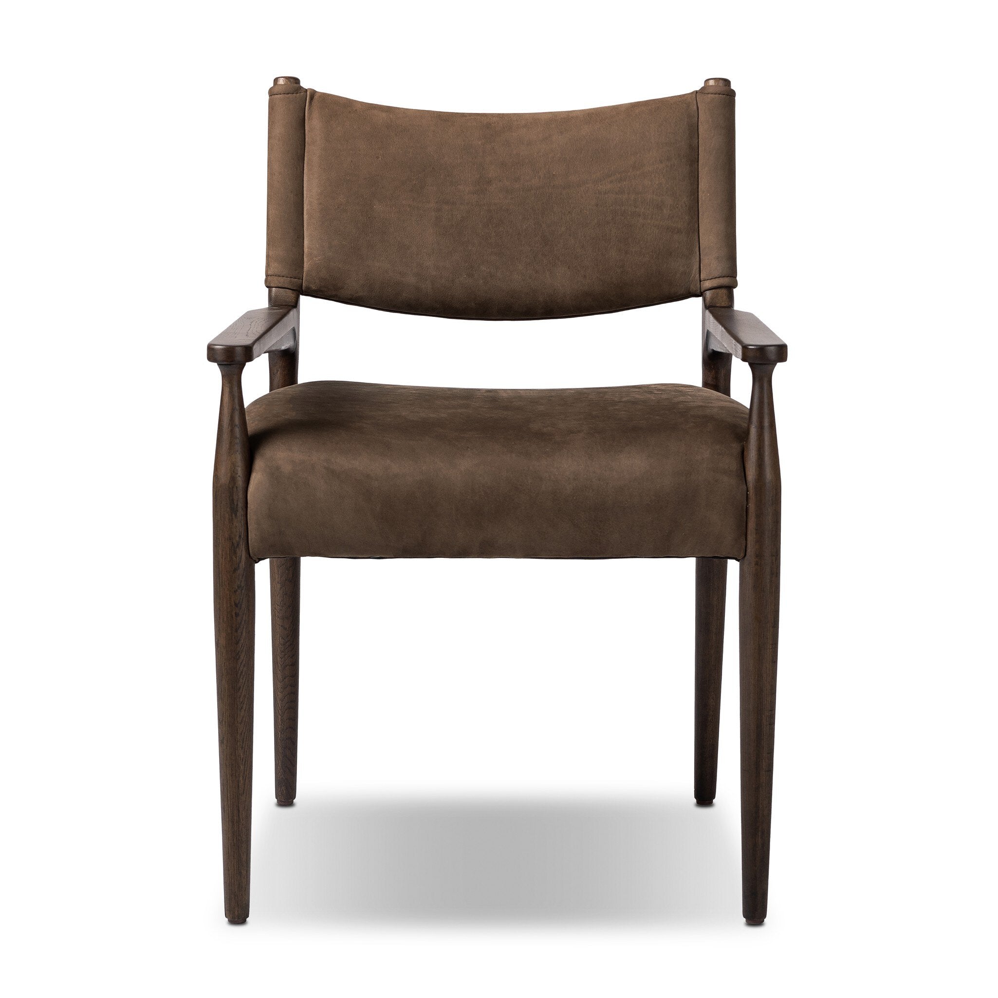 Four Hands Jayla Dining Armchair — Nubuck Cigar-Burnt Oak