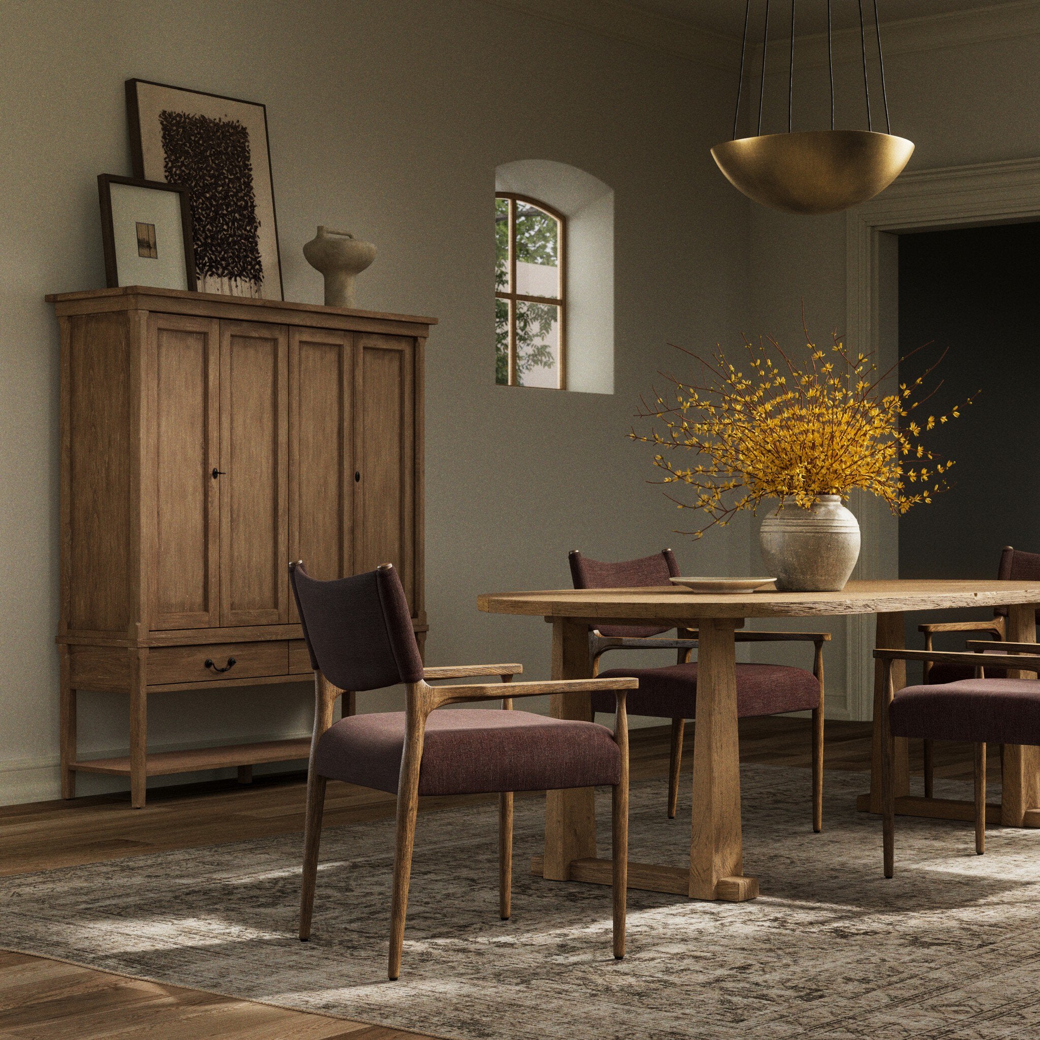 Four Hands Jayla Dining Armchair — Laughlin Plum-Toasted Oak