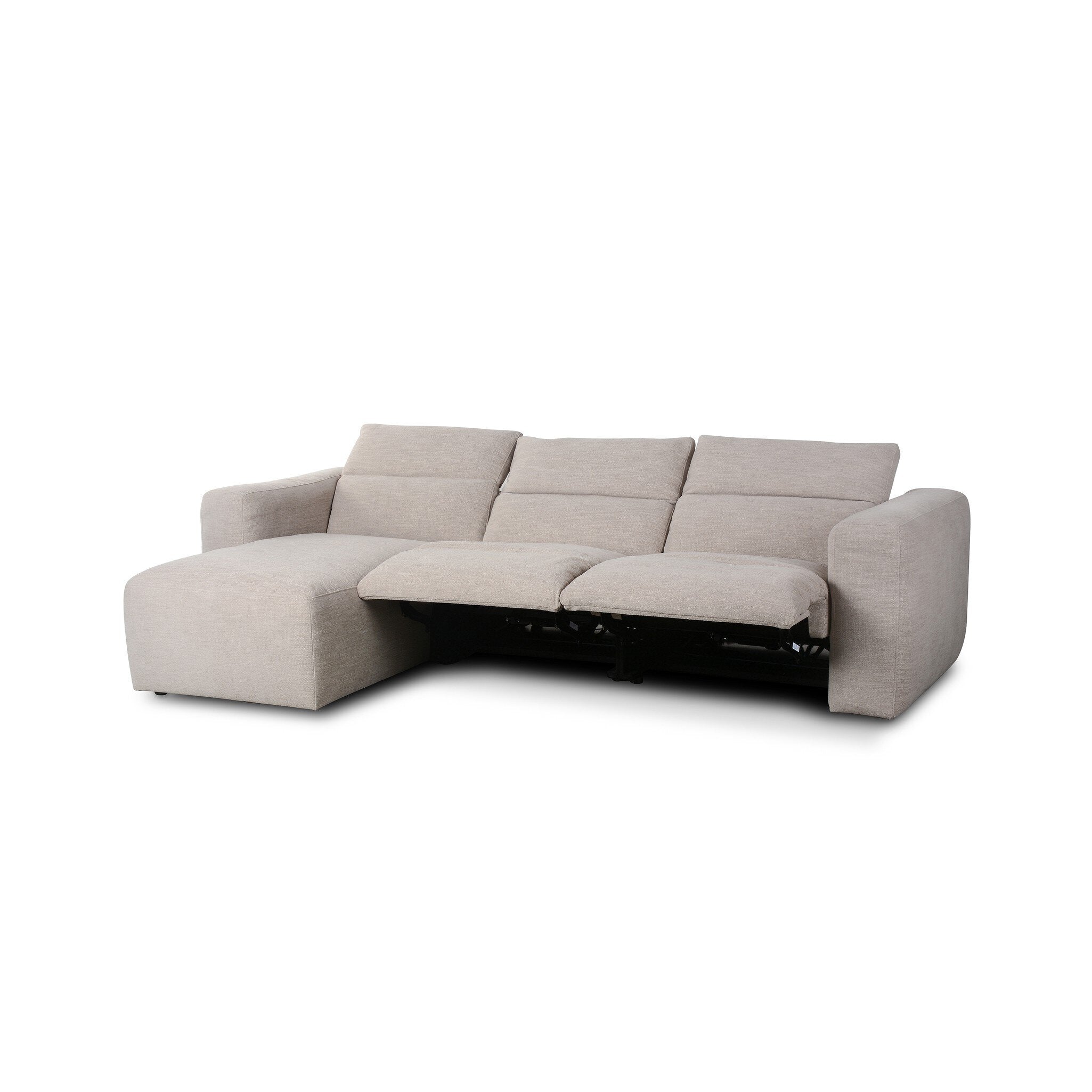 Four Hands Radley Power Recliner 3-Piece Sectional W/ Chaise — Laken Stone