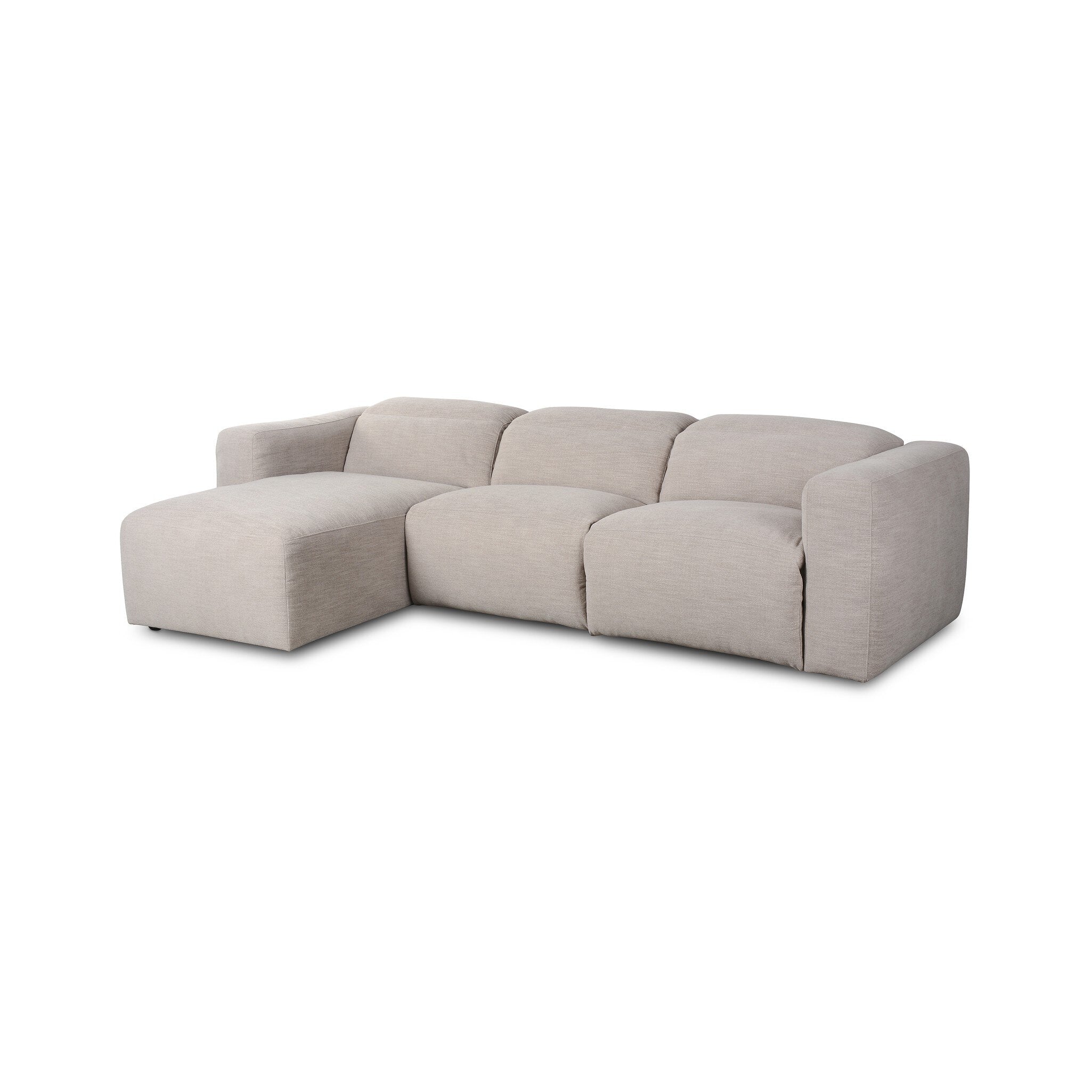 Four Hands Radley Power Recliner 3-Piece Sectional W/ Chaise — Laken Stone