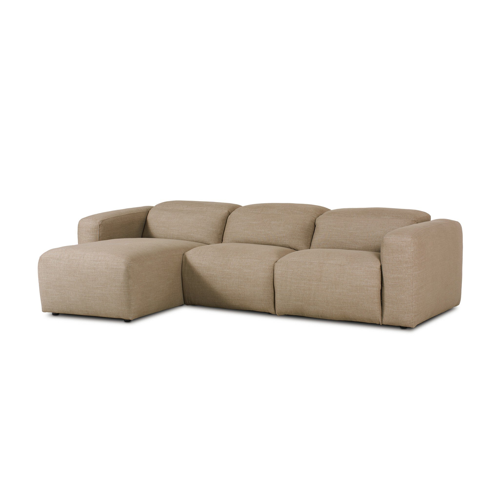 Four Hands Radley Power Recliner 3-Piece Sectional W/ Chaise — Crypton Nomad Taupe