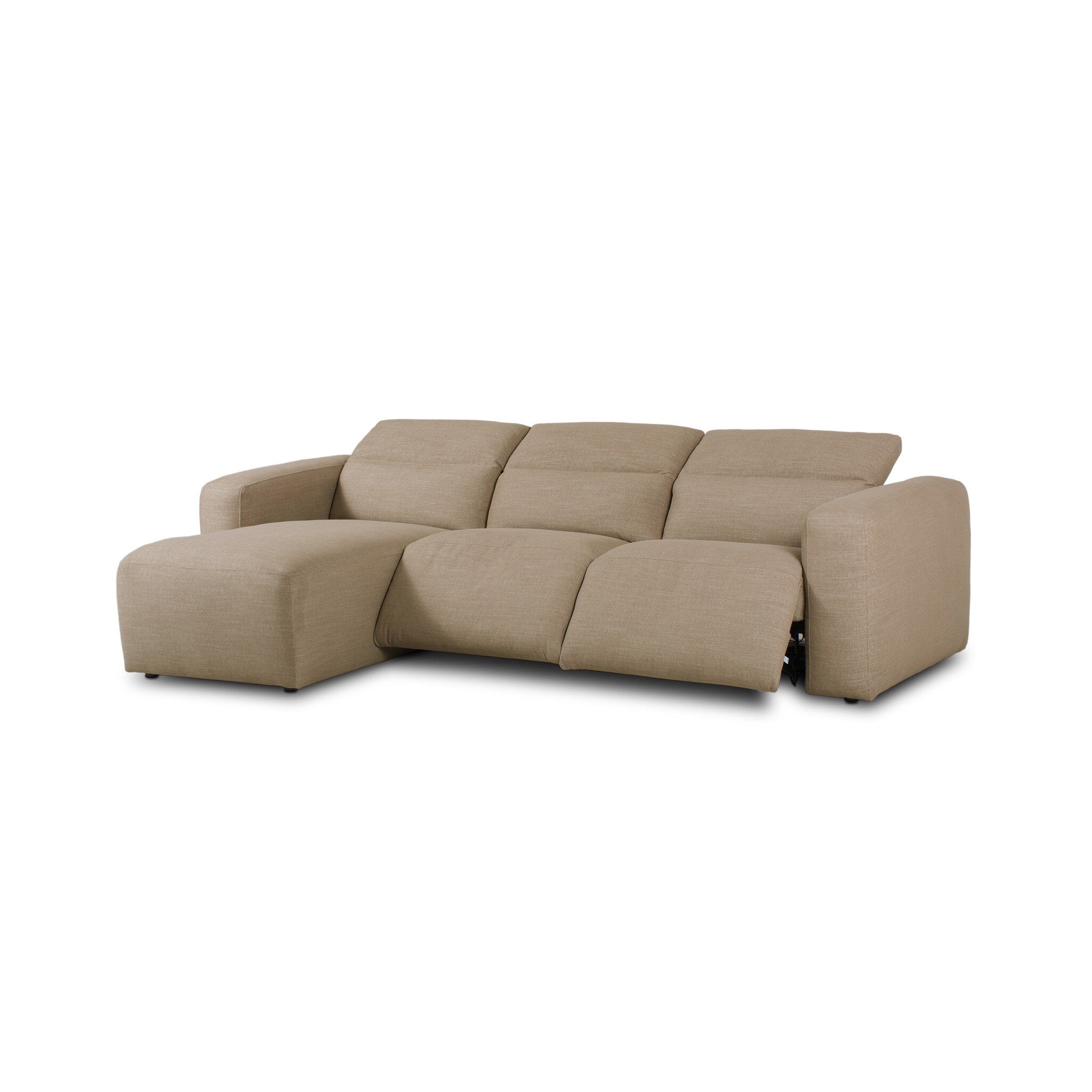 Four Hands Radley Power Recliner 3-Piece Sectional W/ Chaise — Crypton Nomad Taupe