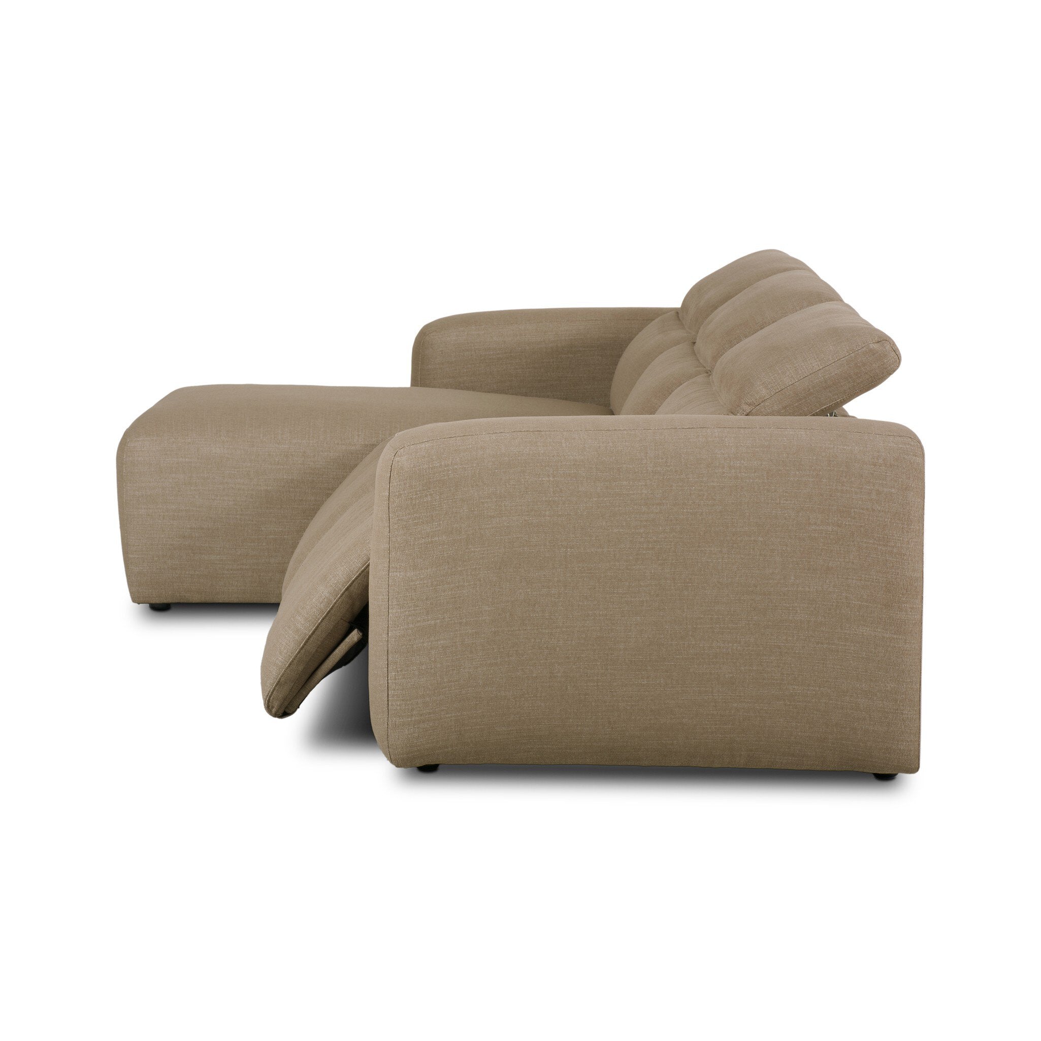 Four Hands Radley Power Recliner 3-Piece Sectional W/ Chaise — Crypton Nomad Taupe