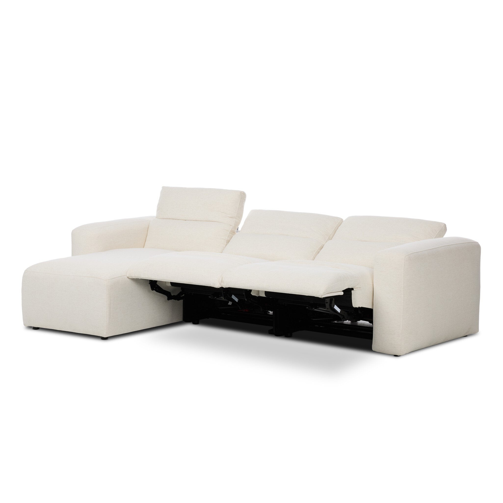 Four Hands Radley Power Recliner 3-Piece Sectional W/ Chaise — Crypton Nomad Snow