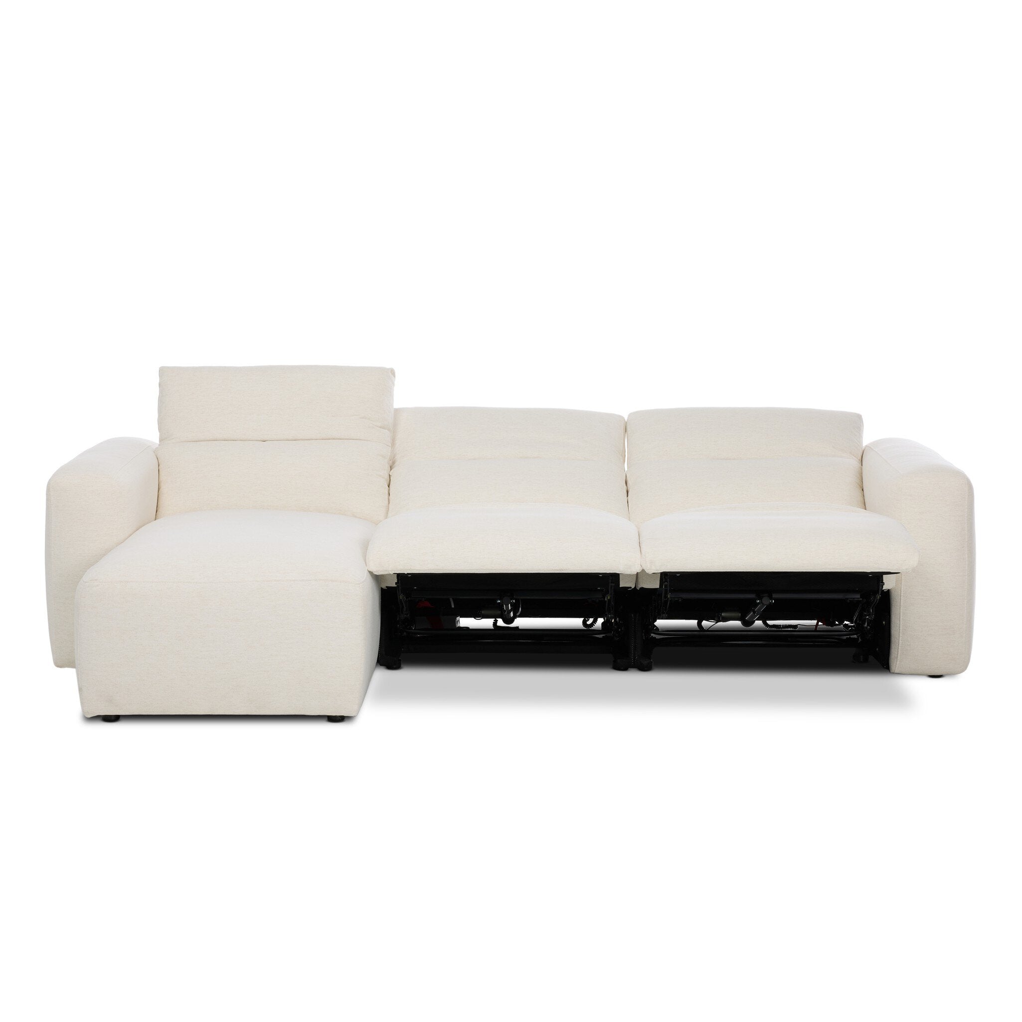Four Hands Radley Power Recliner 3-Piece Sectional W/ Chaise — Crypton Nomad Snow