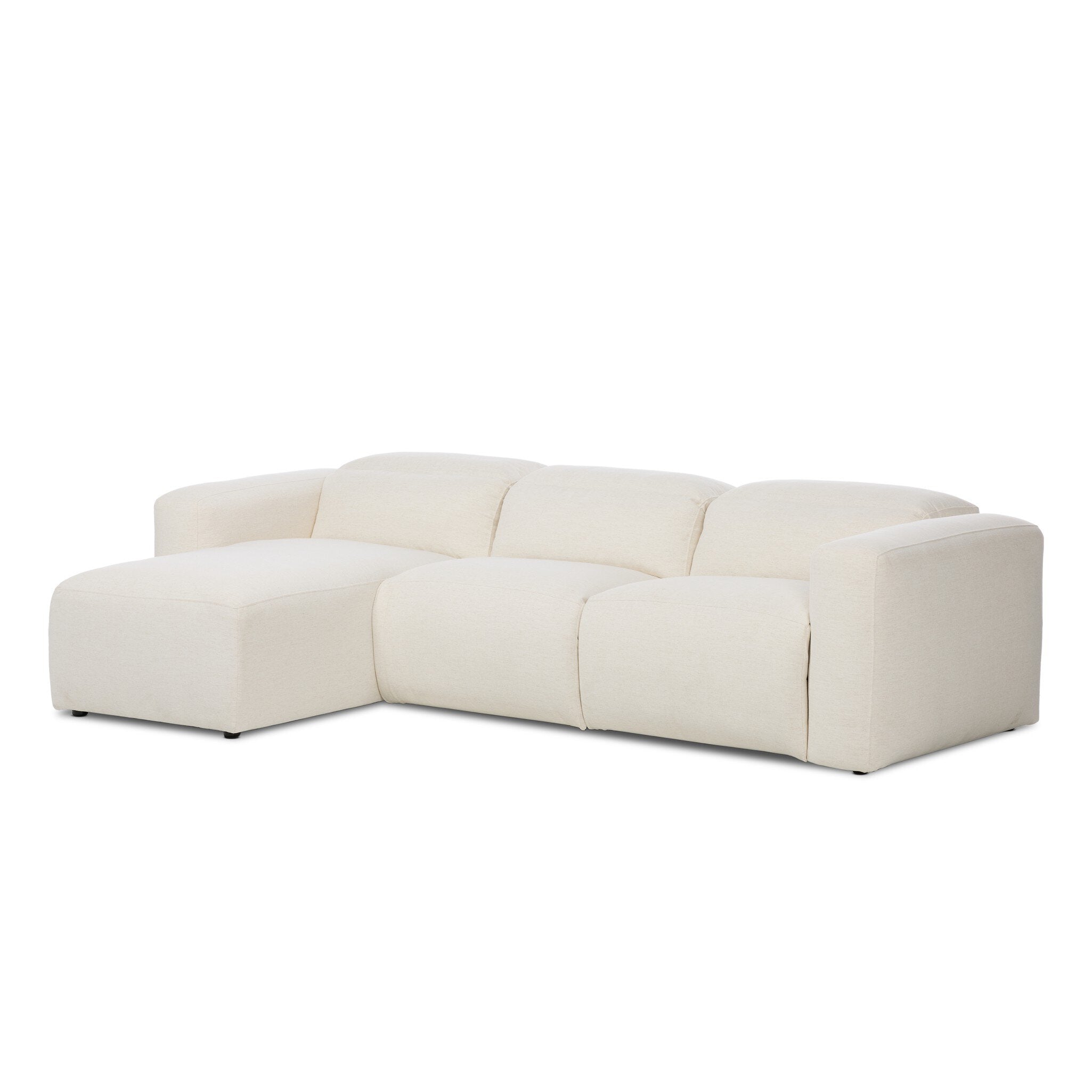Four Hands Radley Power Recliner 3-Piece Sectional W/ Chaise — Crypton Nomad Snow
