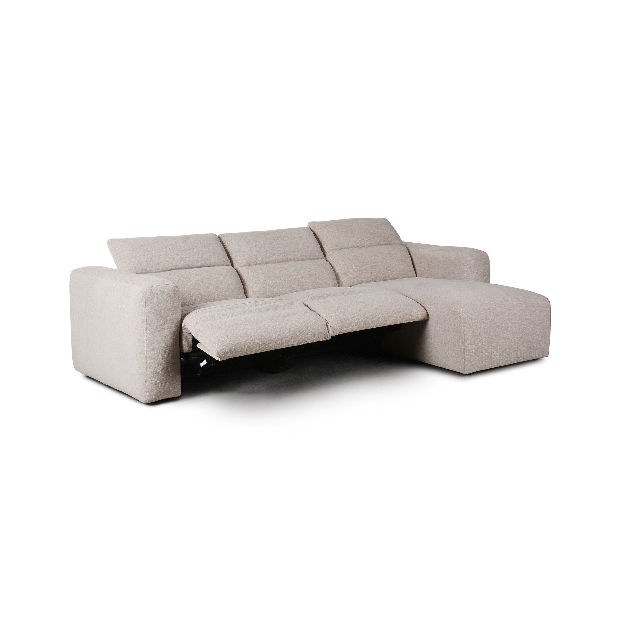 Four Hands Radley Power Recliner 3-Piece Sectional W/ Chaise — Laken Stone