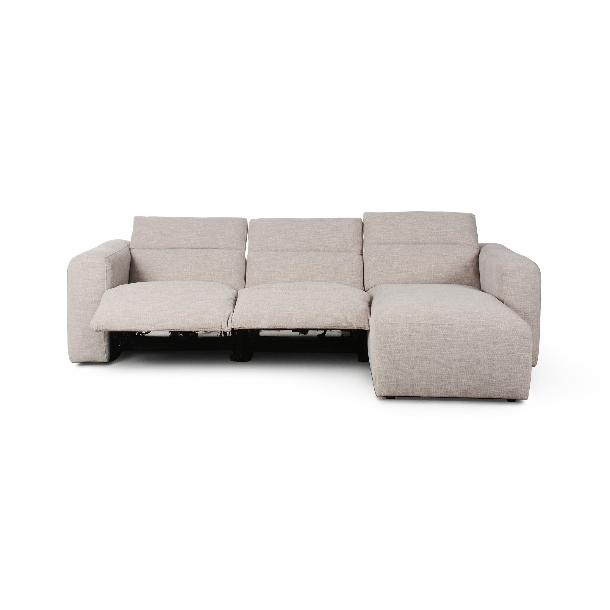 Four Hands Radley Power Recliner 3-Piece Sectional W/ Chaise — Laken Stone
