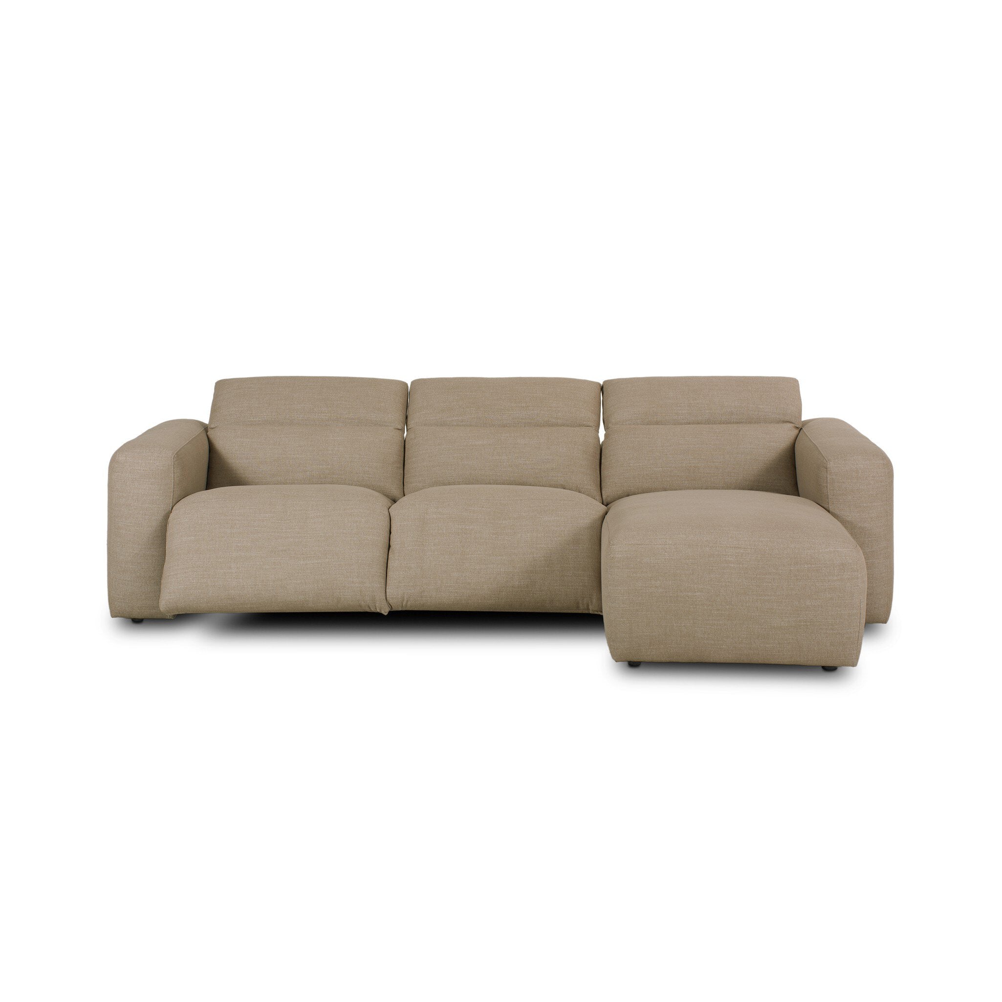 Four Hands Radley Power Recliner 3-Piece Sectional W/ Chaise — Crypton Nomad Taupe