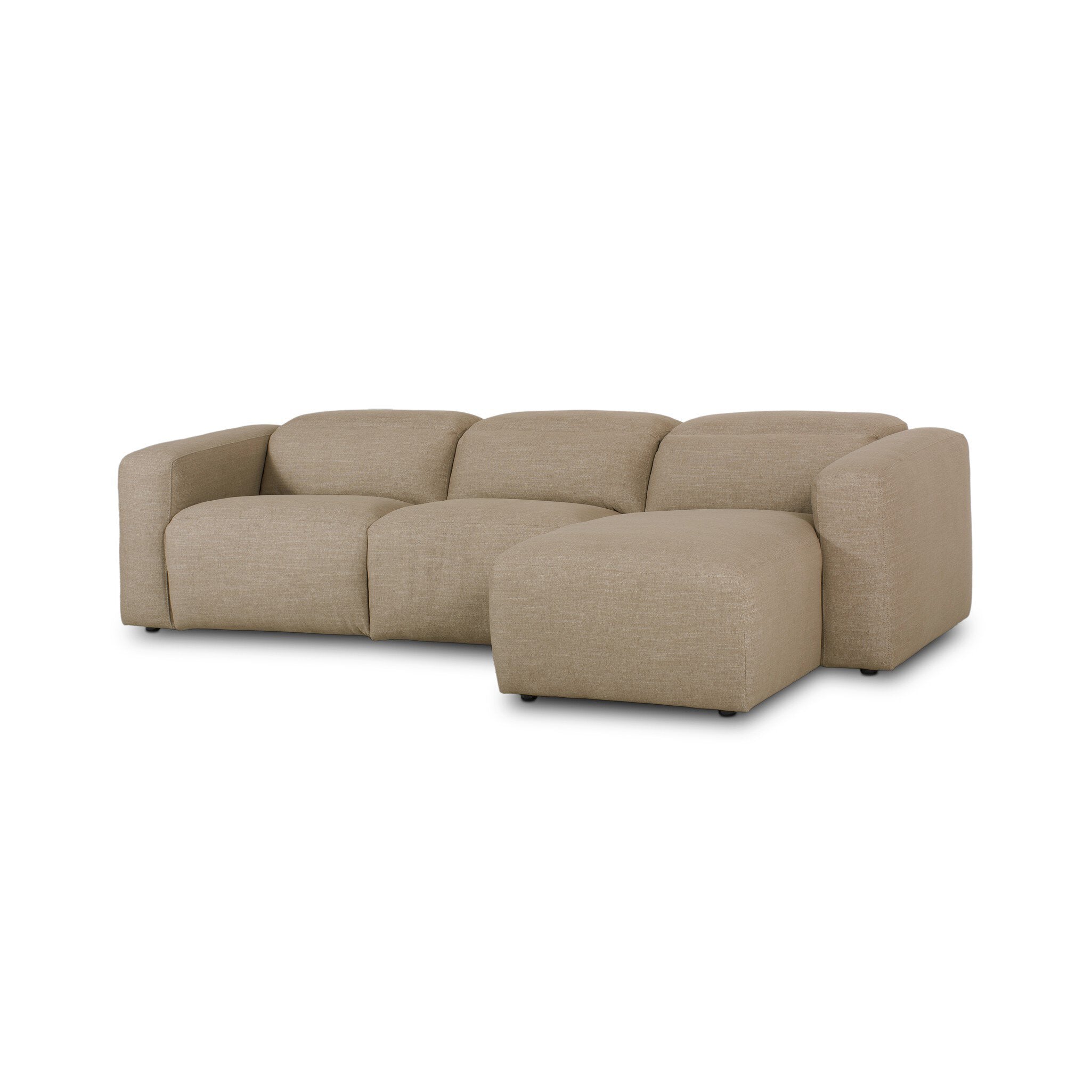 Four Hands Radley Power Recliner 3-Piece Sectional W/ Chaise — Crypton Nomad Taupe