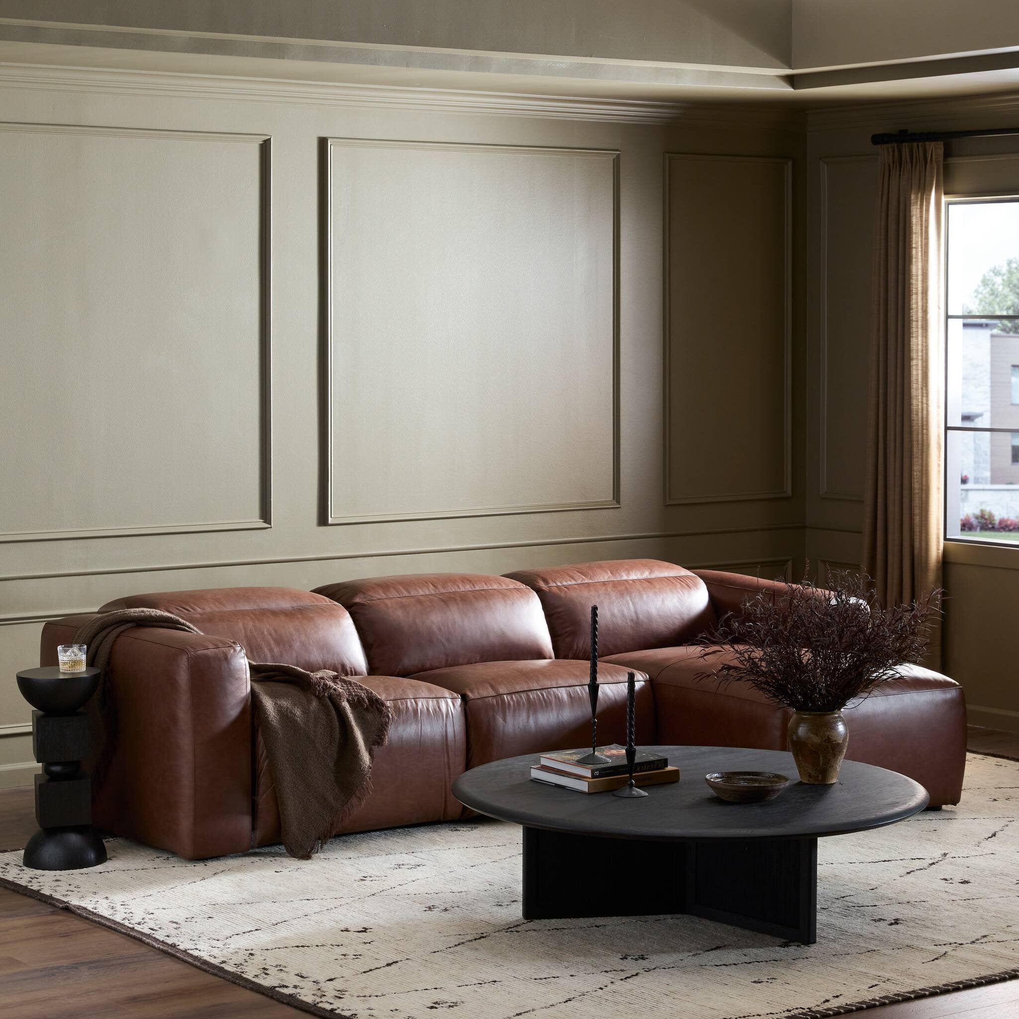 Four Hands Radley Power Recliner 3-Piece Sectional W/ Chaise — Sonoma Coco