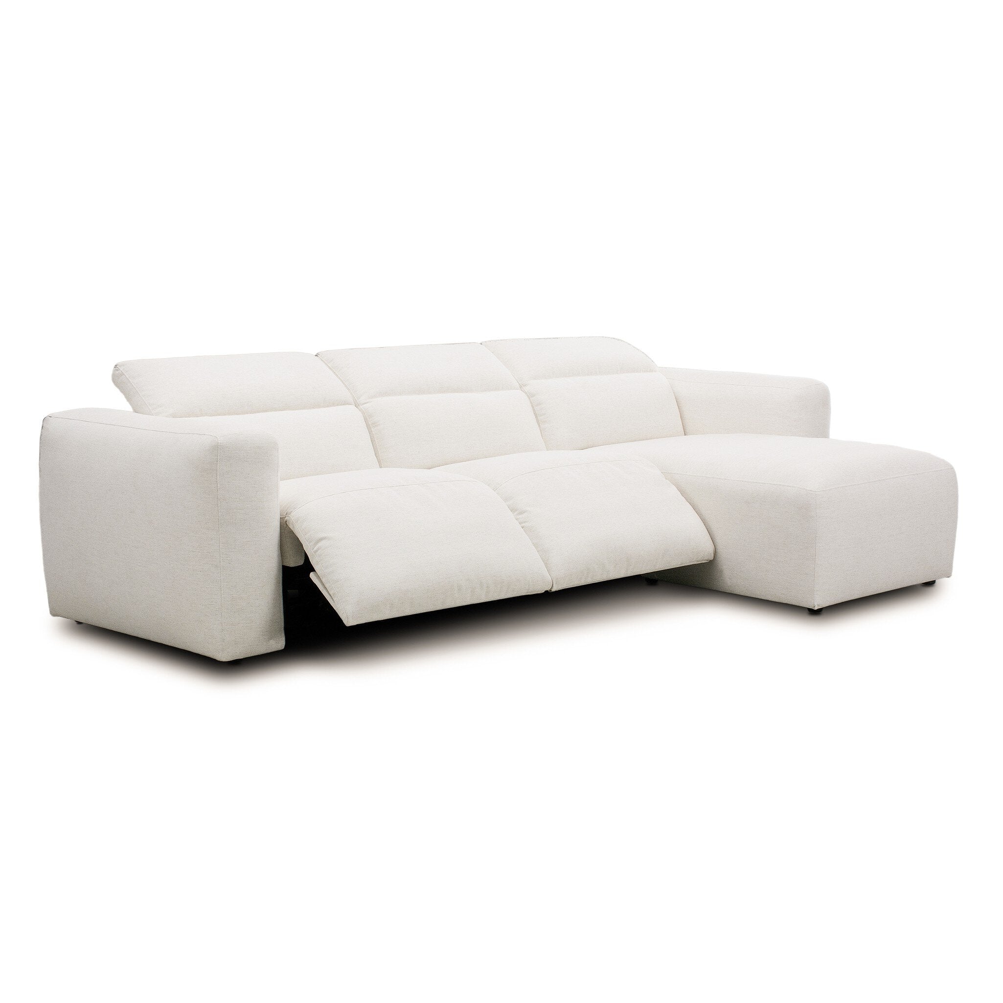 Four Hands Radley Power Recliner 3-Piece Sectional W/ Chaise — Crypton Nomad Snow