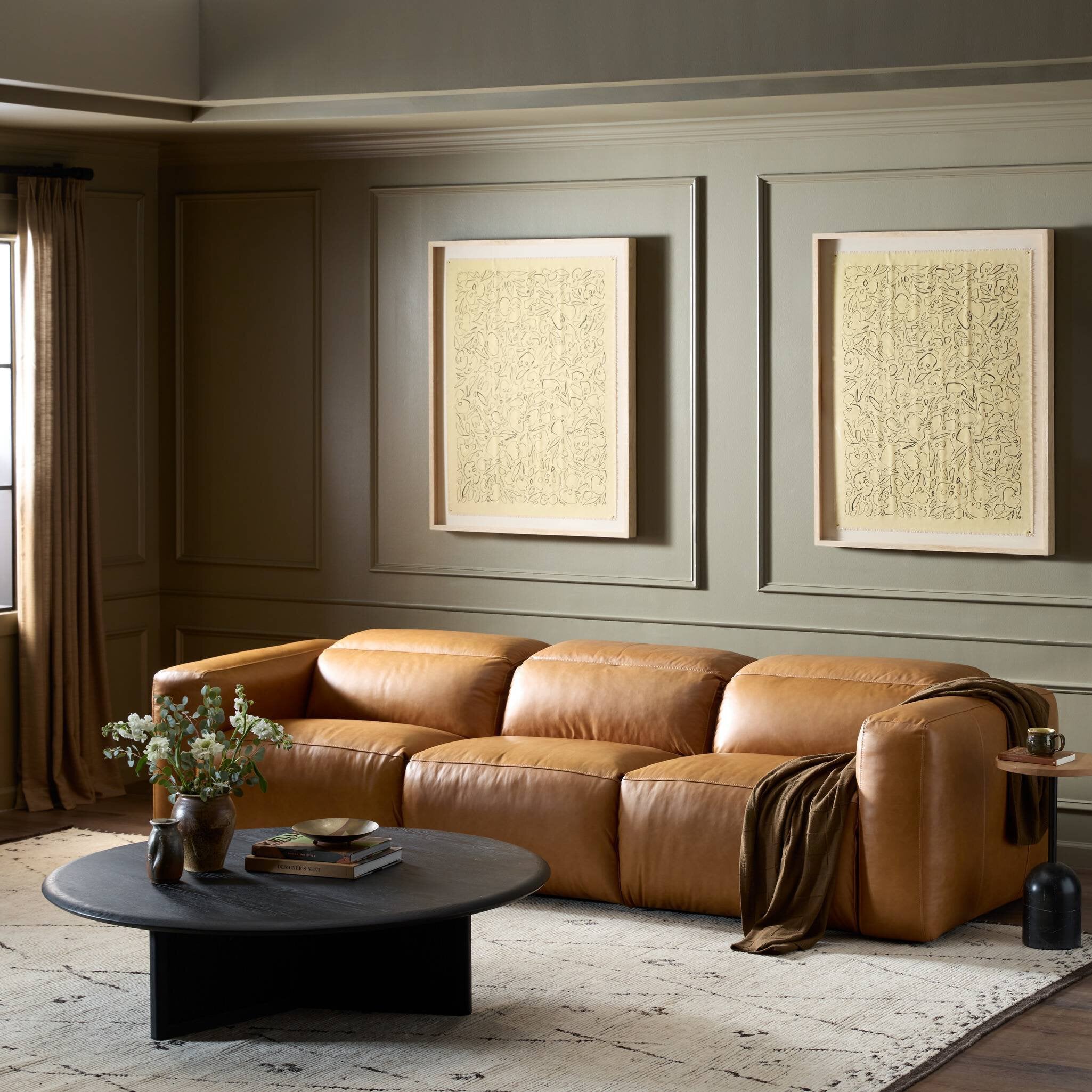 Four Hands Radley Power Recliner 3-Piece Sectional — Sonoma Butterscotch