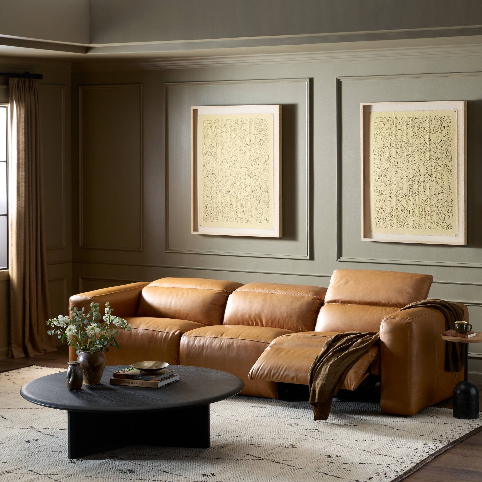 Four Hands Radley Power Recliner 3-Piece Sectional — Sonoma Butterscotch