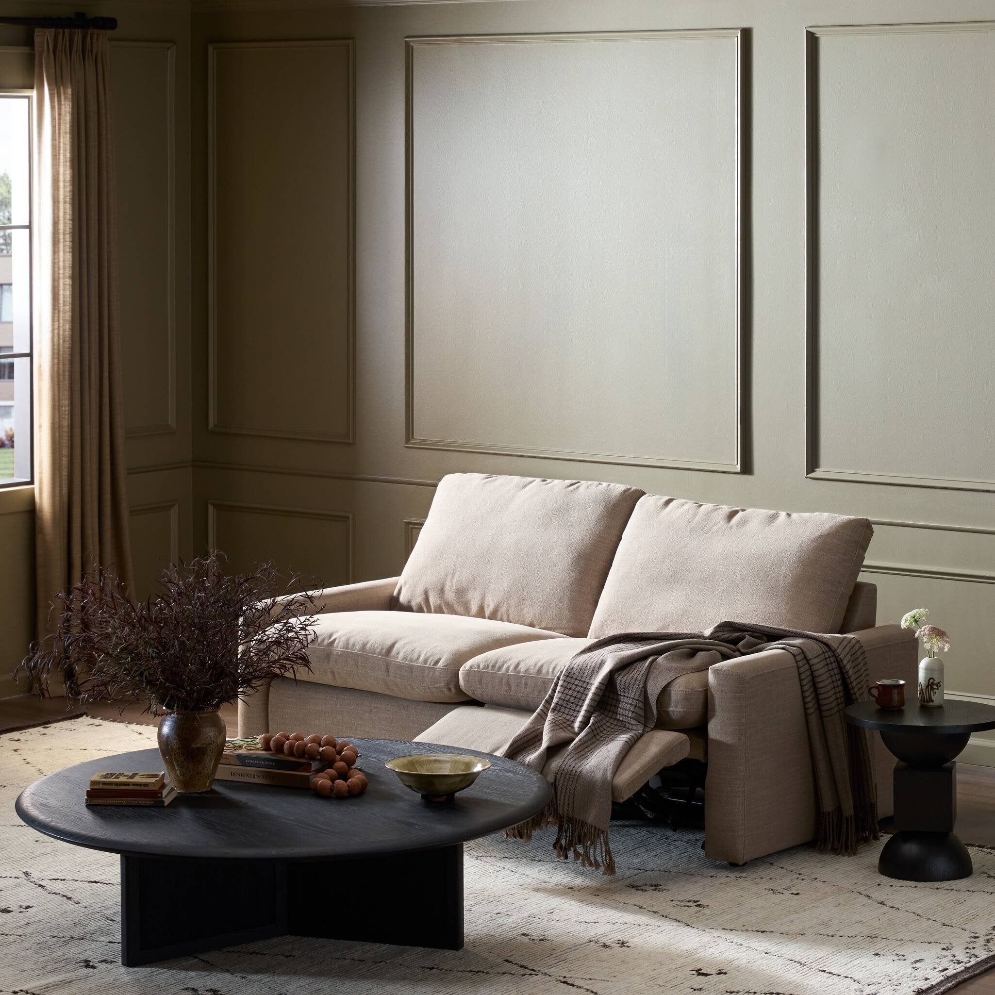 Four Hands Tillery Power Recliner 2-Piece Sectional — Crypton Nomad Taupe
