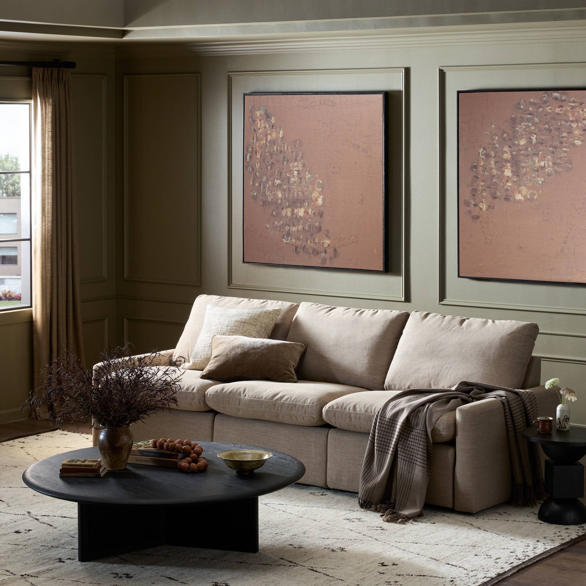 Four Hands Tillery Power Recliner 3-Piece Sectional — Crypton Nomad Taupe