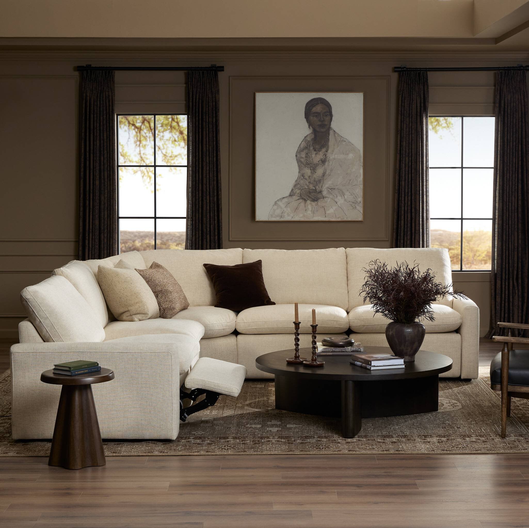 Four Hands Tillery Power Recliner 5-Piece Sectional — Antigo Natural