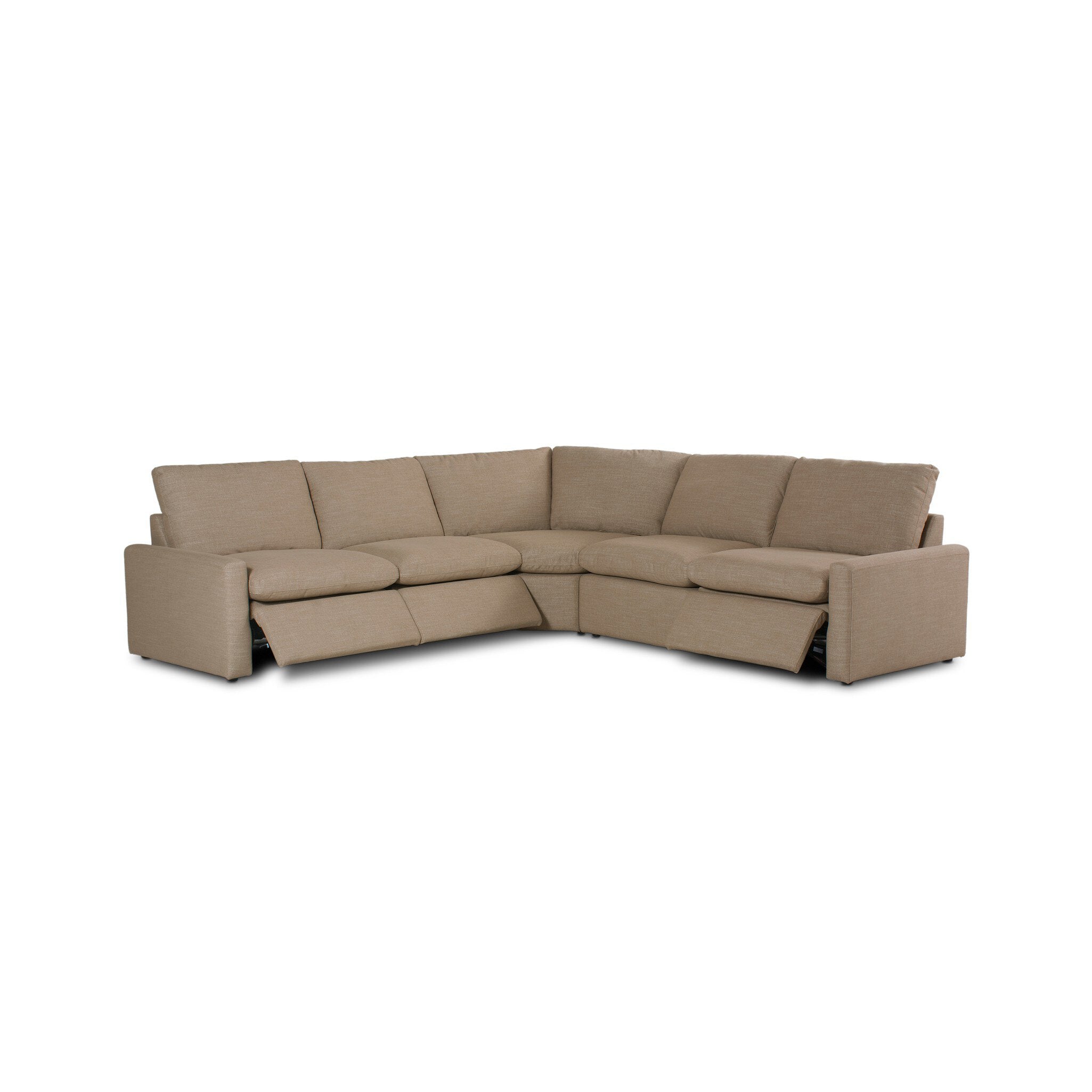 Four Hands Tillery Power Recliner 5-Piece Sectional — Crypton Nomad Taupe
