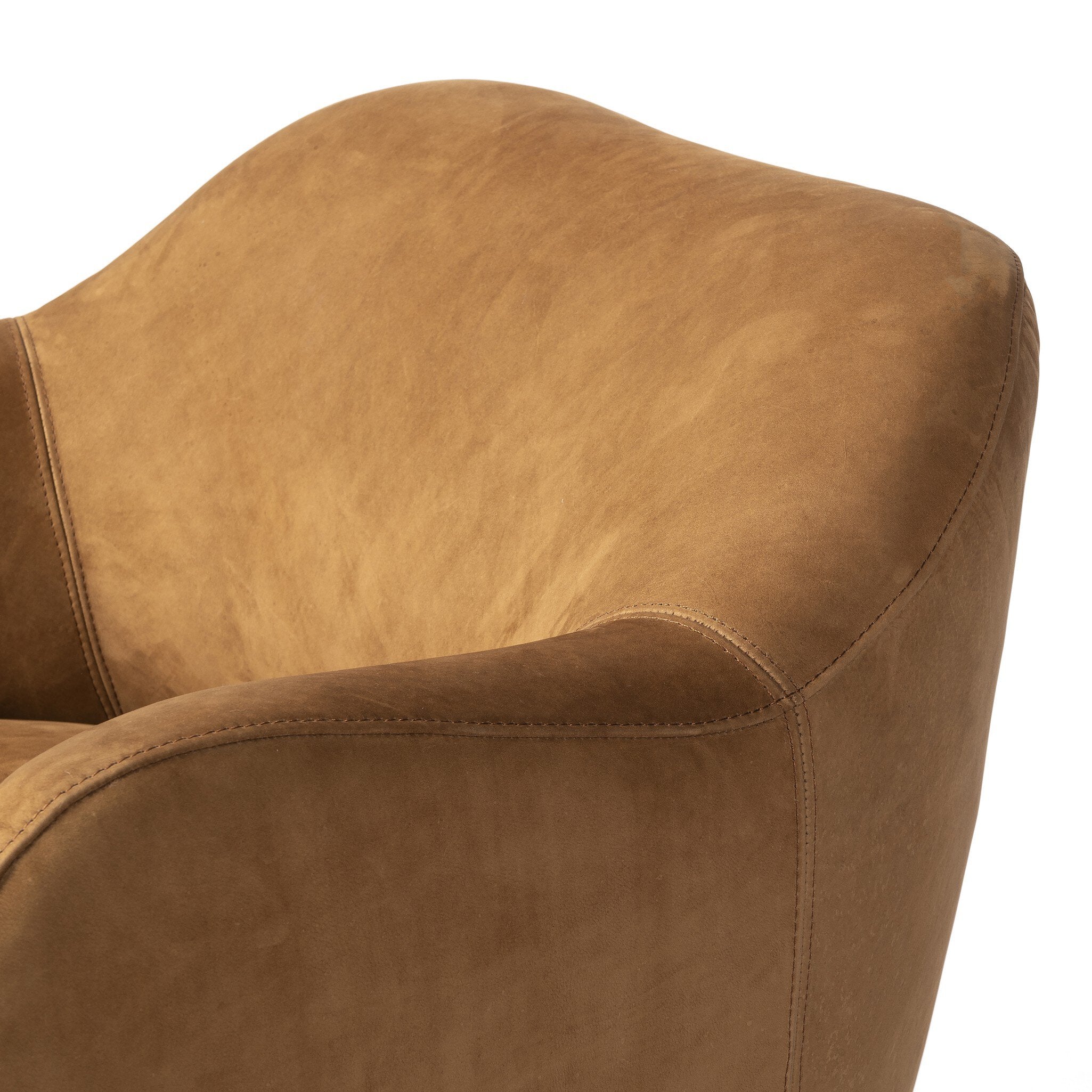 Four Hands Julius Swivel Chair — Nubuck Cognac-Sienna Brown