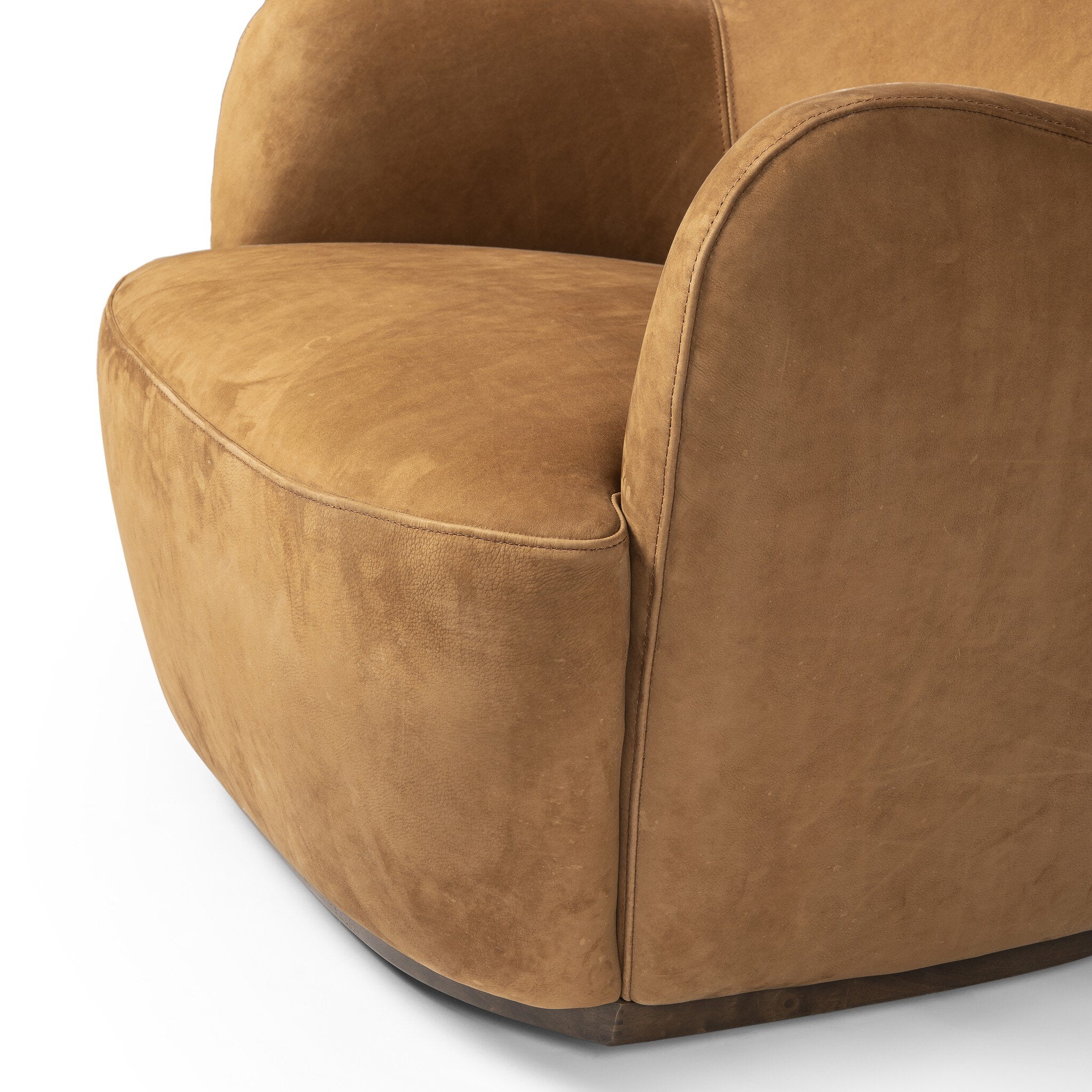 Four Hands Julius Swivel Chair — Nubuck Cognac-Sienna Brown