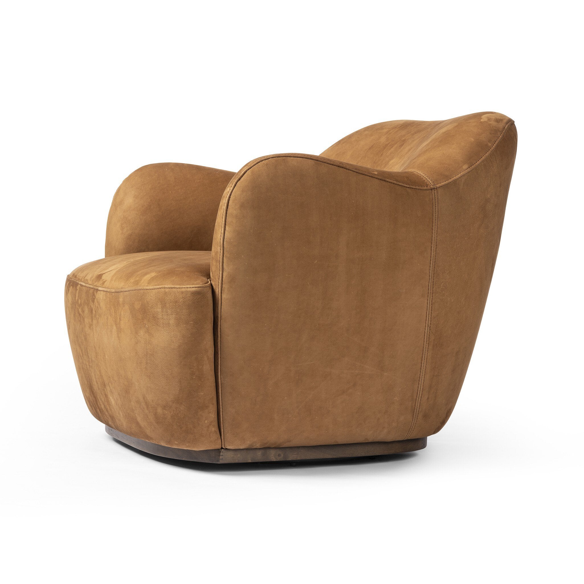 Four Hands Julius Swivel Chair — Nubuck Cognac-Sienna Brown