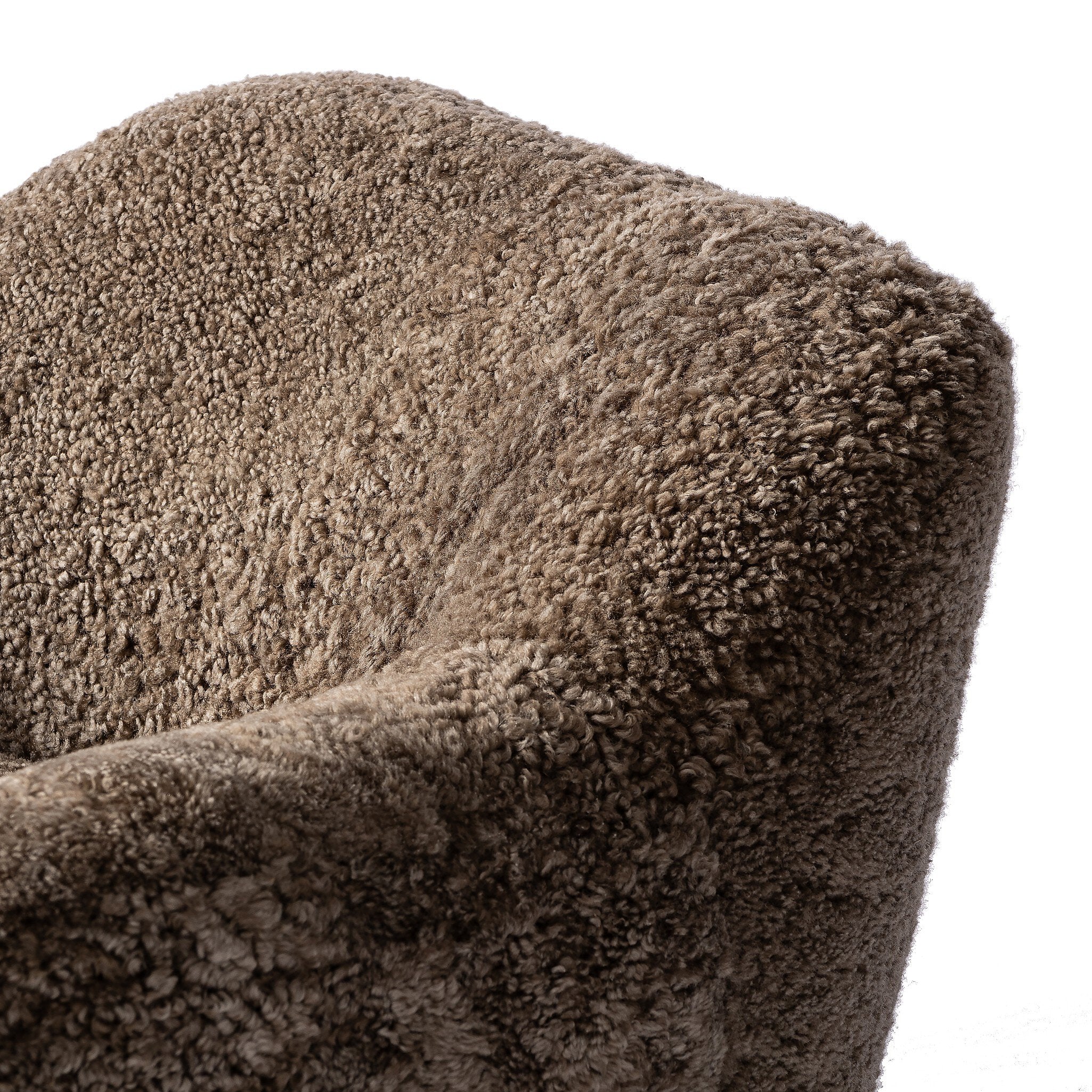 Four Hands Julius Swivel Chair — Taupe Shearling-Sienna Brown