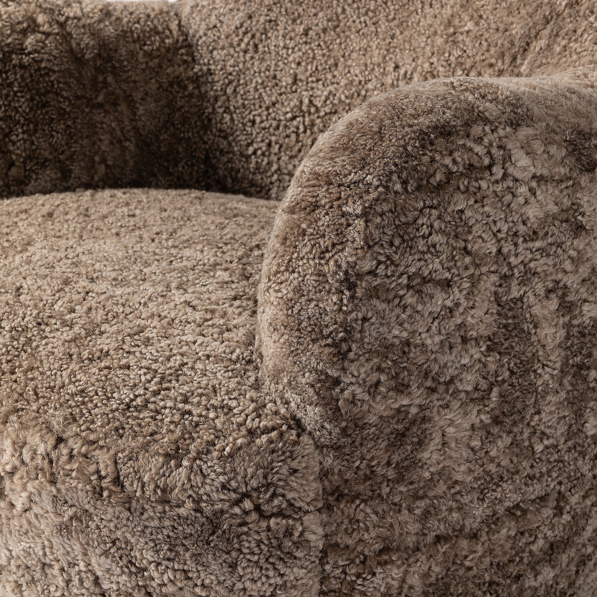 Four Hands Julius Swivel Chair — Taupe Shearling-Sienna Brown