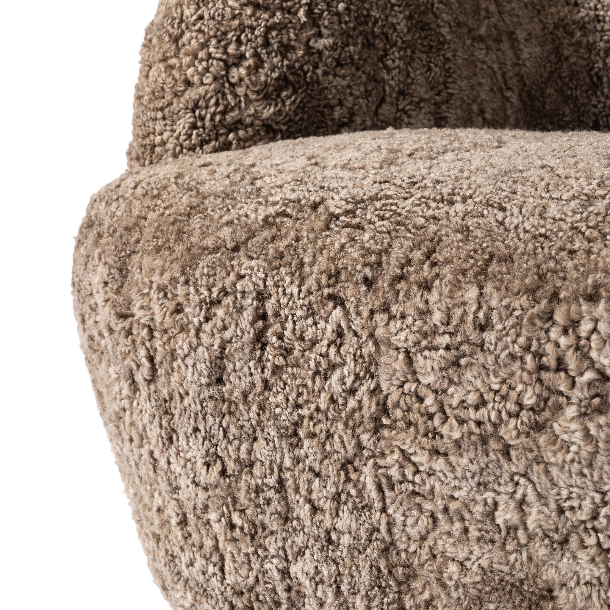 Four Hands Julius Swivel Chair — Taupe Shearling-Sienna Brown