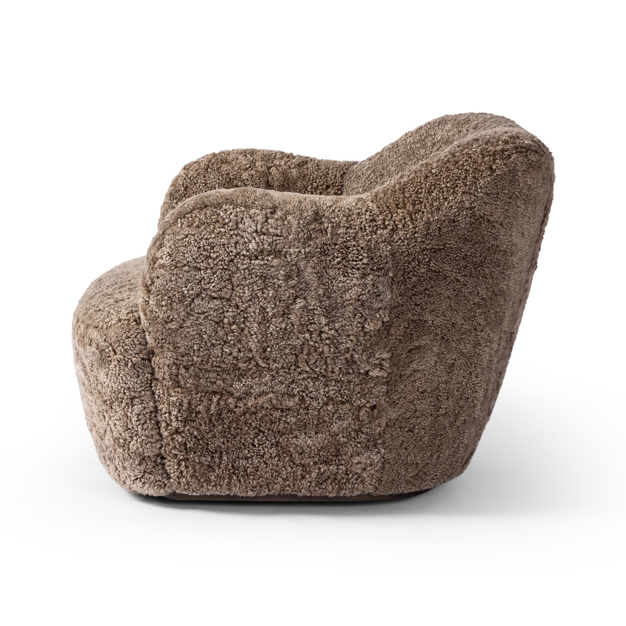 Four Hands Julius Swivel Chair — Taupe Shearling-Sienna Brown