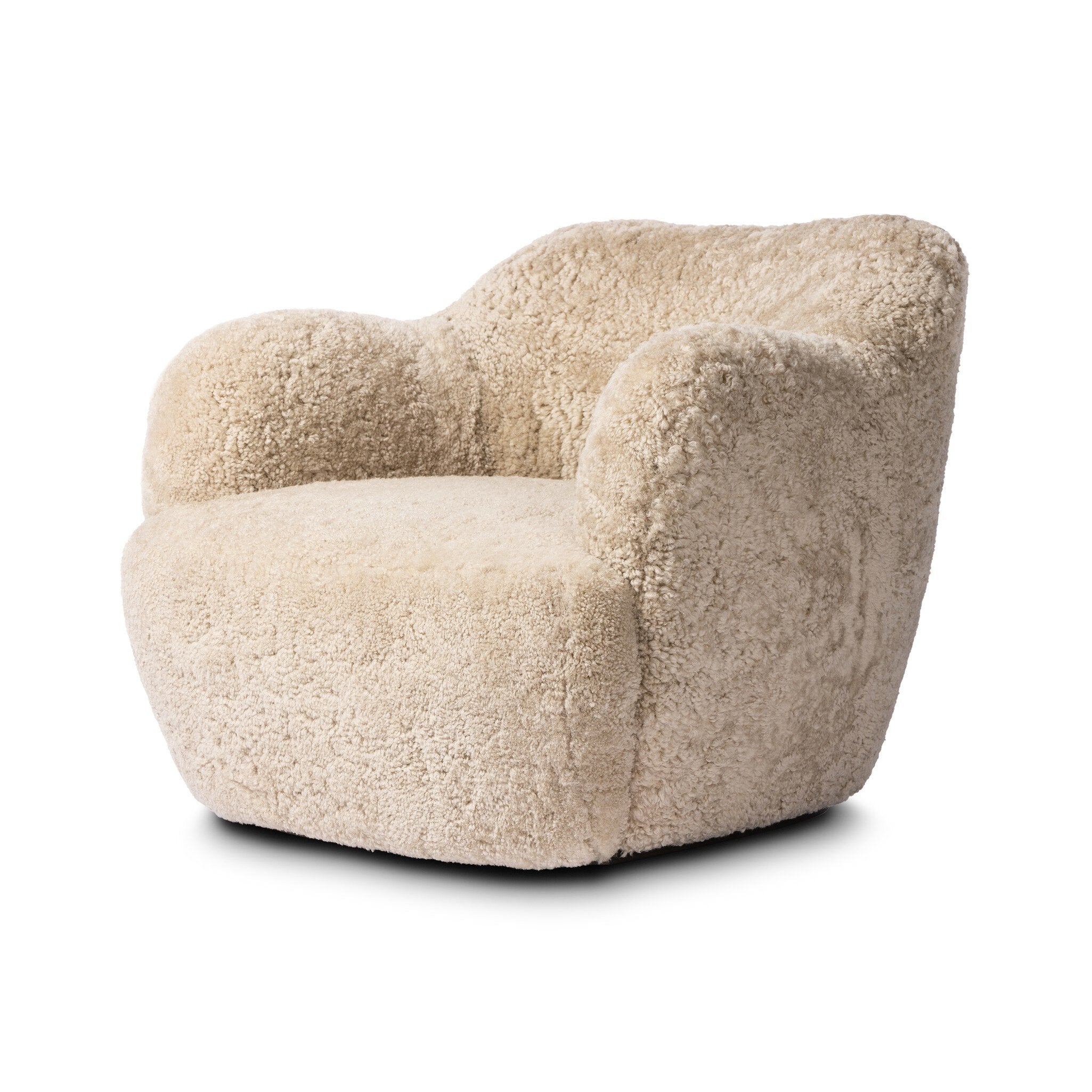 Four Hands Julius Swivel Chair — Beige Shearling-Sienna Brown