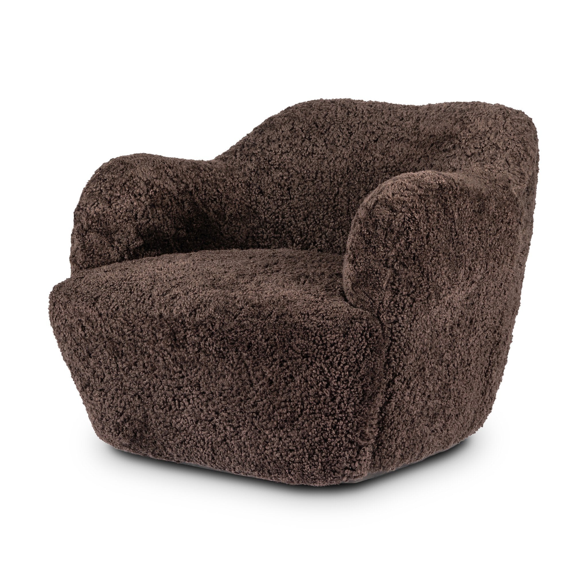 Four Hands Julius Swivel Chair — Cocoa Shearling-Sienna Brown