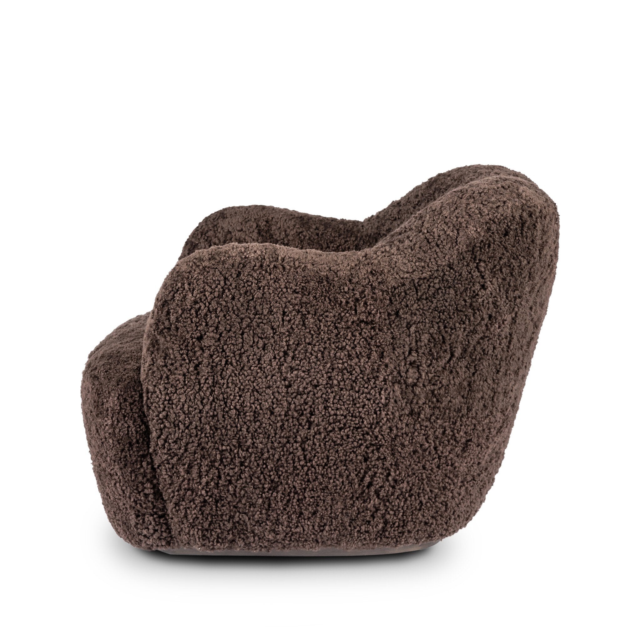 Four Hands Julius Swivel Chair — Cocoa Shearling-Sienna Brown