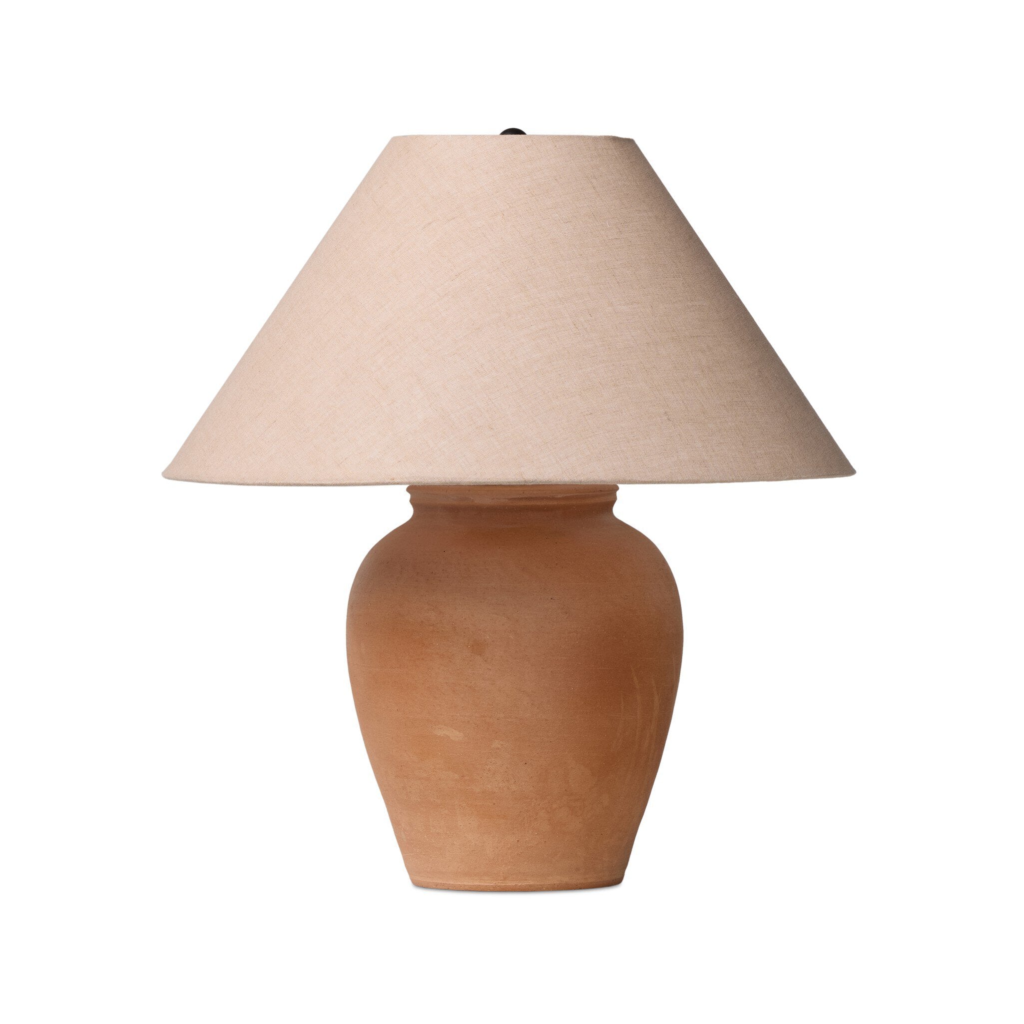 Four Hands Russo Table Lamp — Aged Natural Terracotta-Natural Linen-Dark Kettle Black