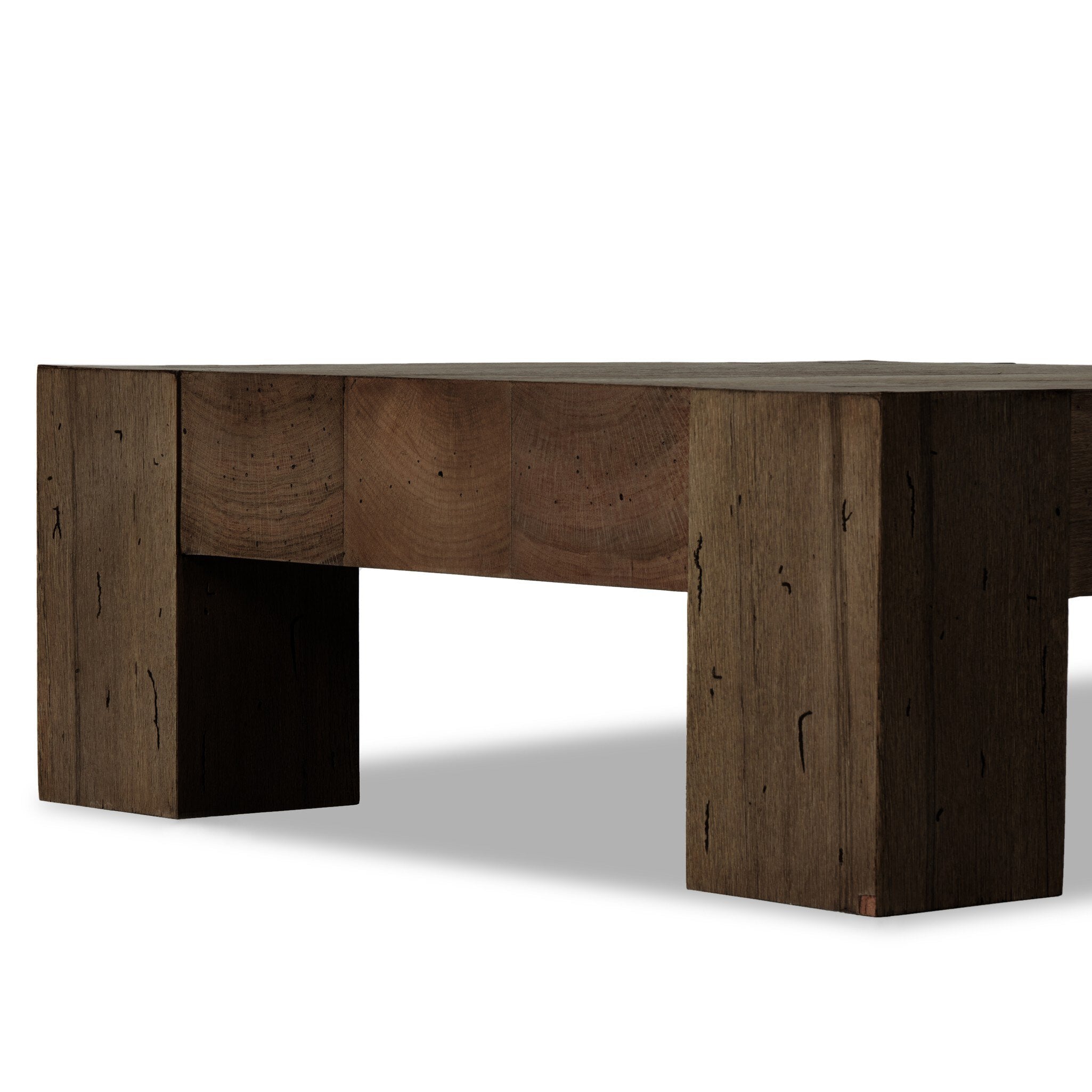 Four Hands Abaso Coffee Table — Ebony Rustic Wormwood Oak