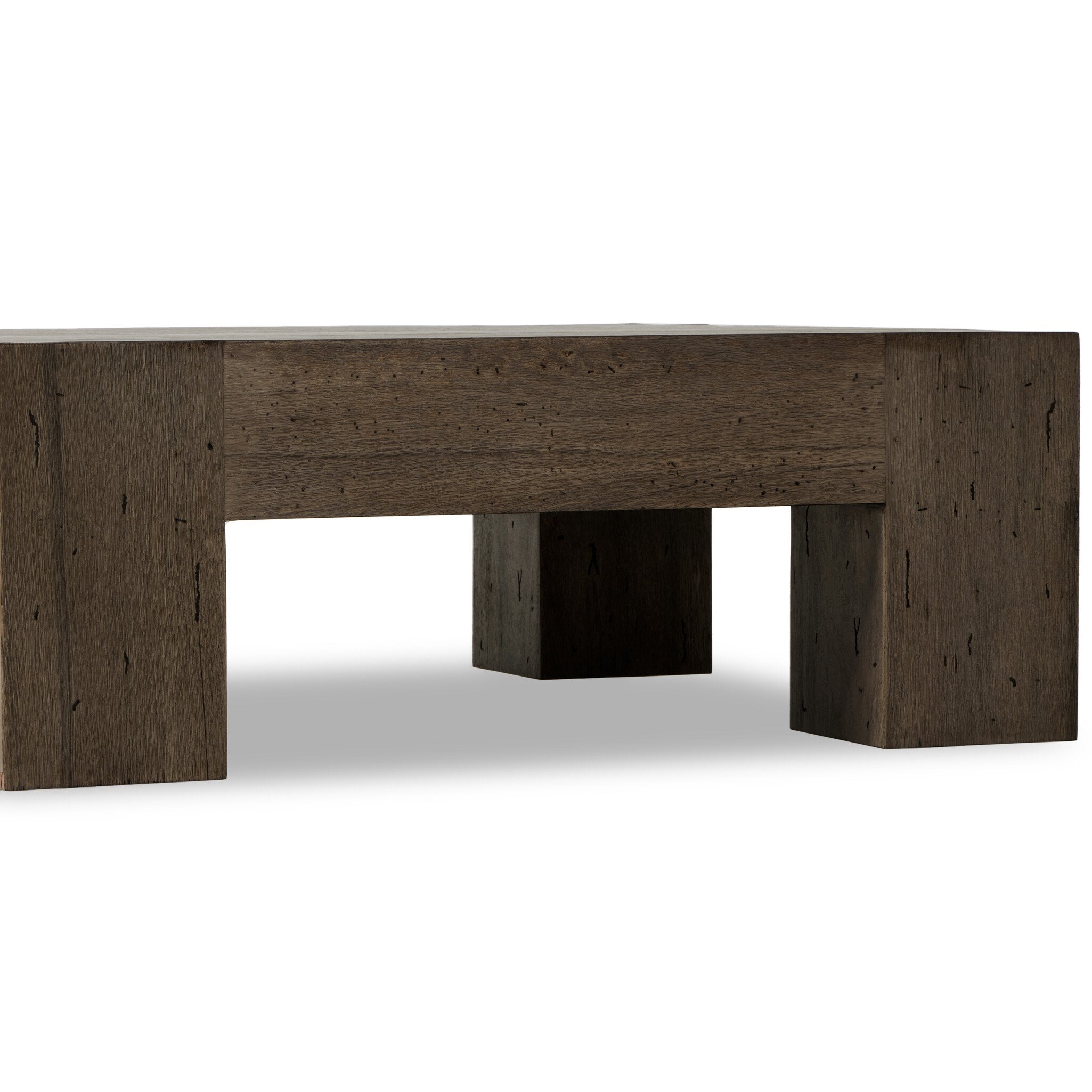 Four Hands Abaso Coffee Table — Ebony Rustic Wormwood Oak