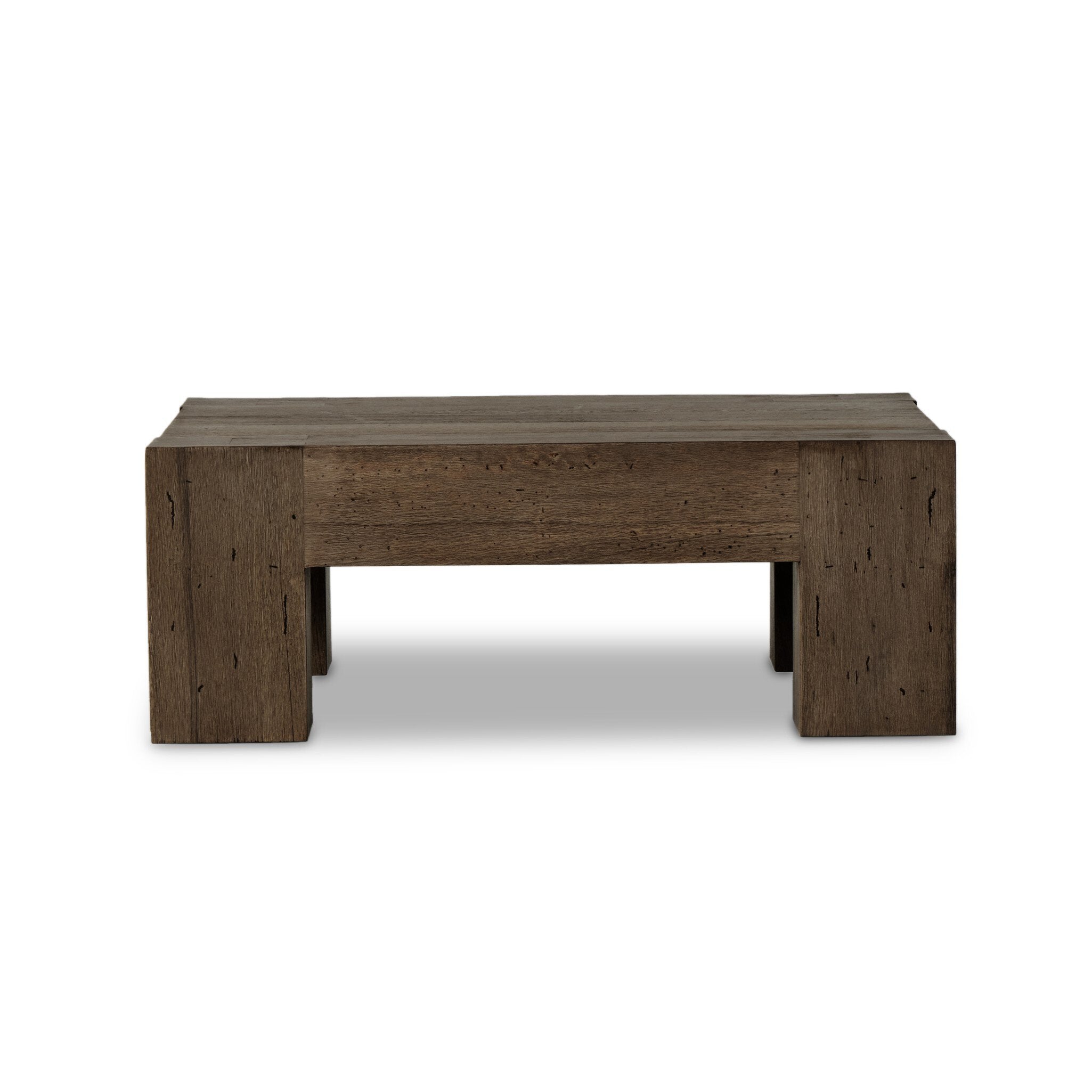 Four Hands Abaso Coffee Table — Ebony Rustic Wormwood Oak