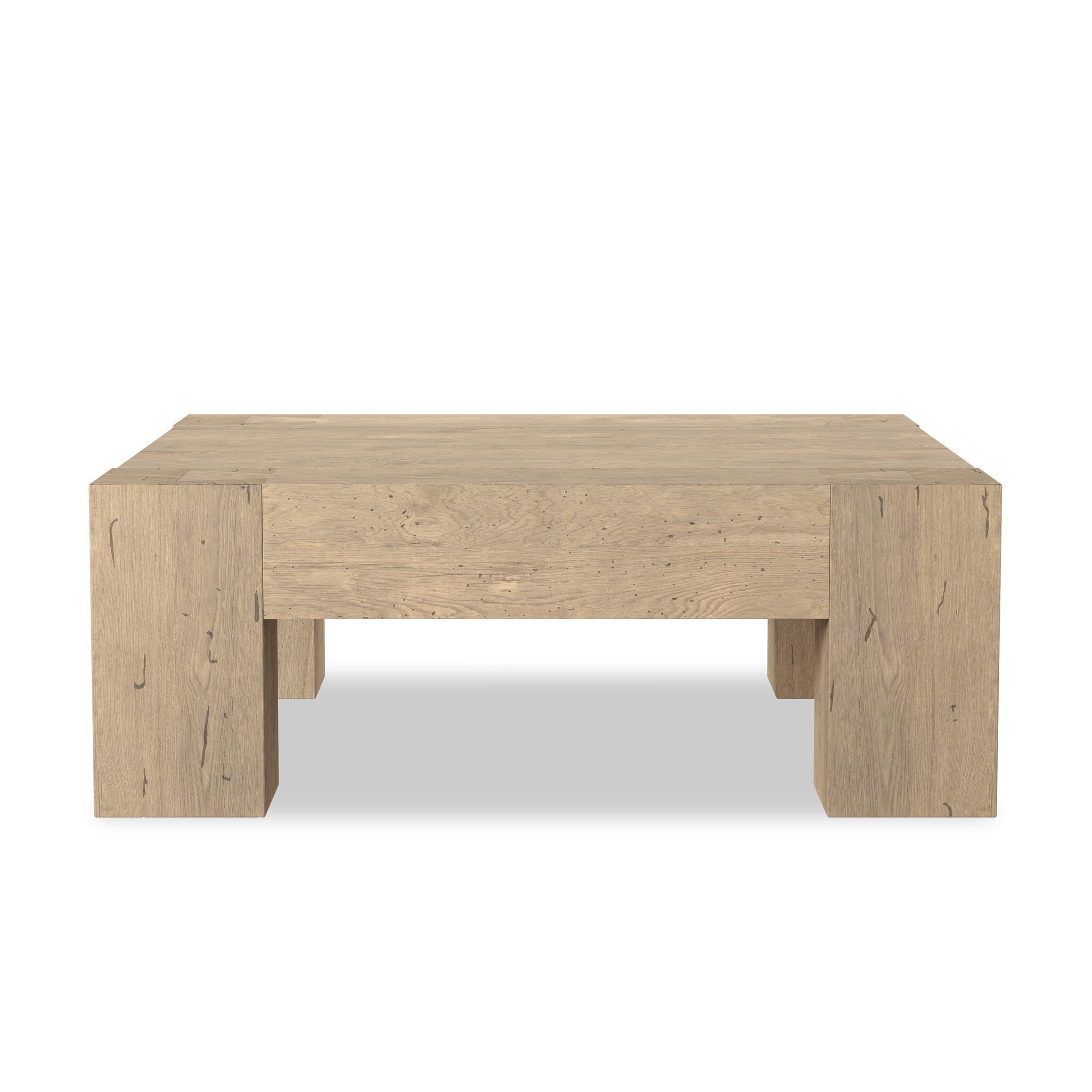 Four Hands Abaso Coffee Table — Whitewash Rustic Wormwood Oak-Smoked Oak Veneer