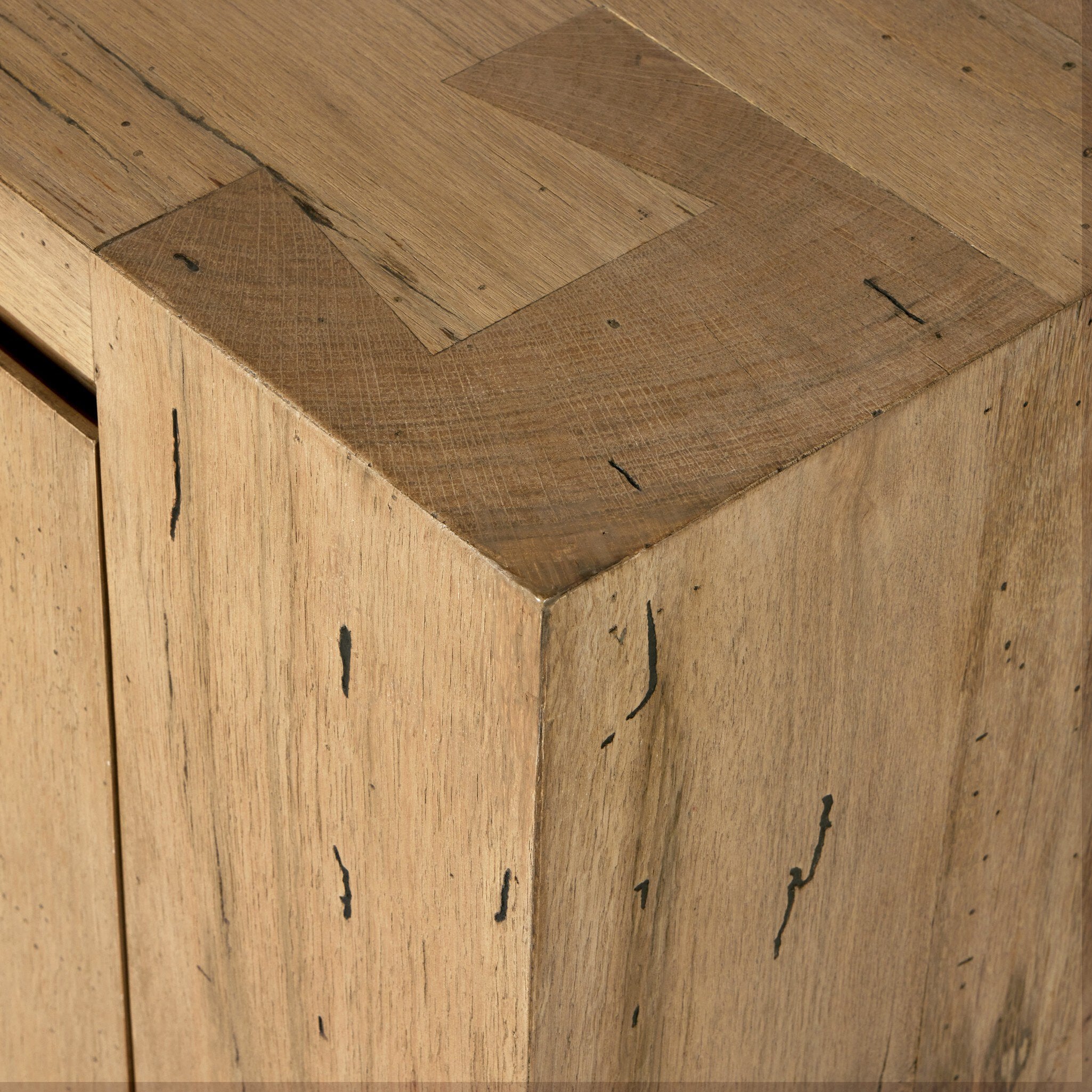 Four Hands Abaso Media Console — Rustic Wormwood Oak