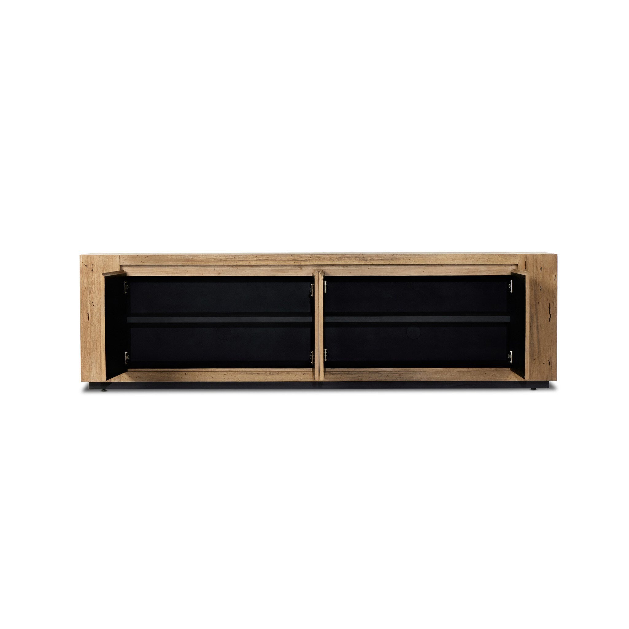 Four Hands Abaso Media Console — Rustic Wormwood Oak