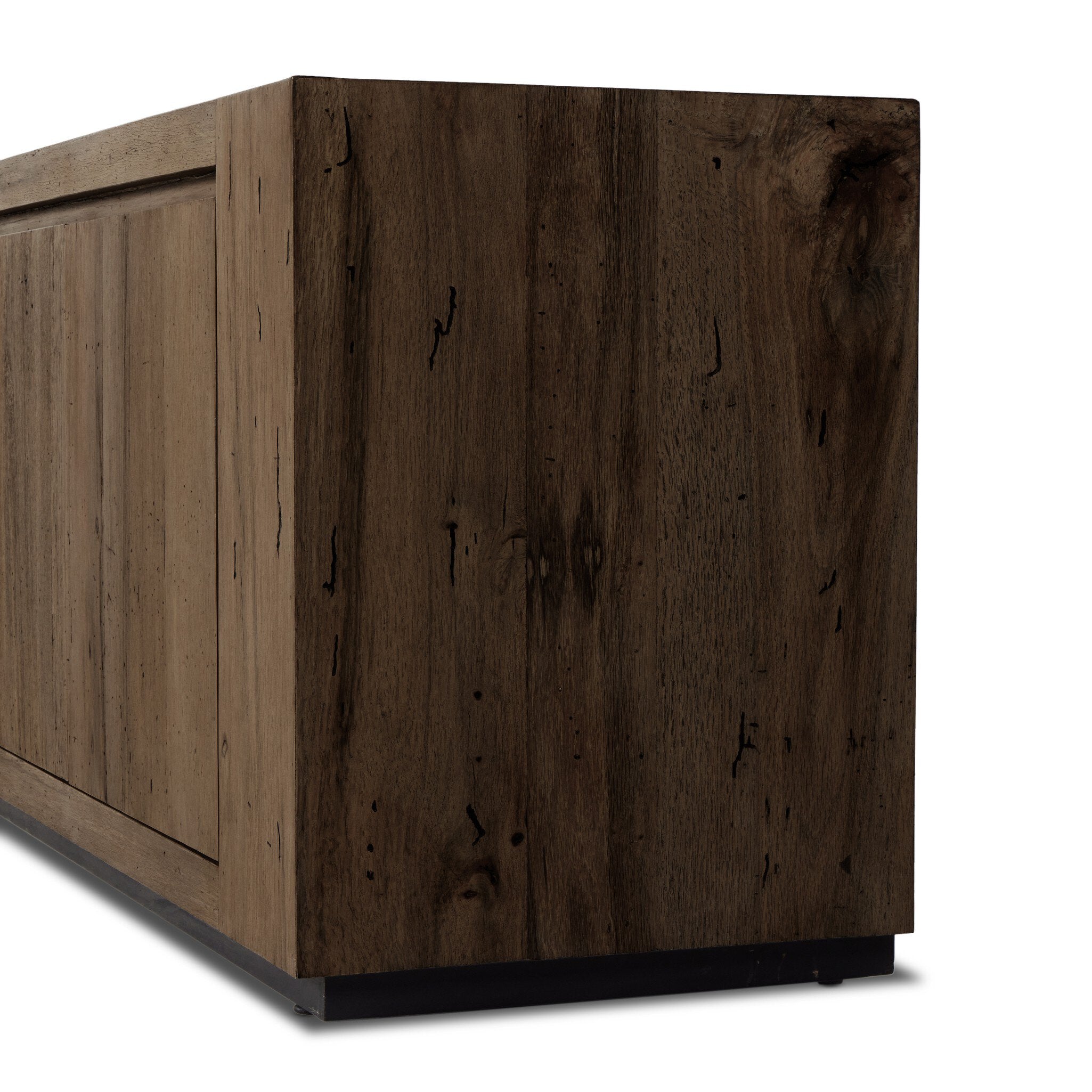 Four Hands Abaso Media Console — Ebony Rustic Wormwood Oak