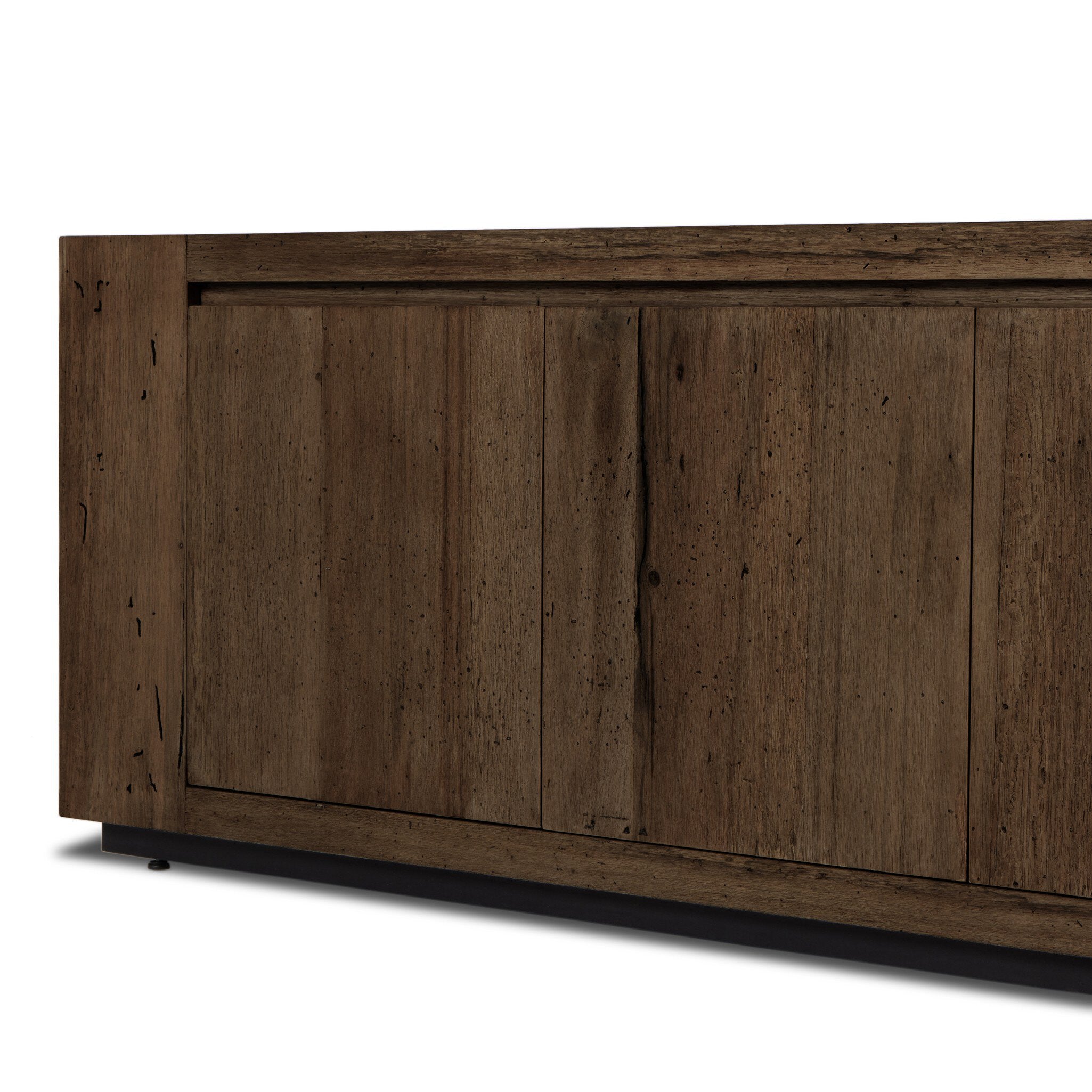 Four Hands Abaso Media Console — Ebony Rustic Wormwood Oak