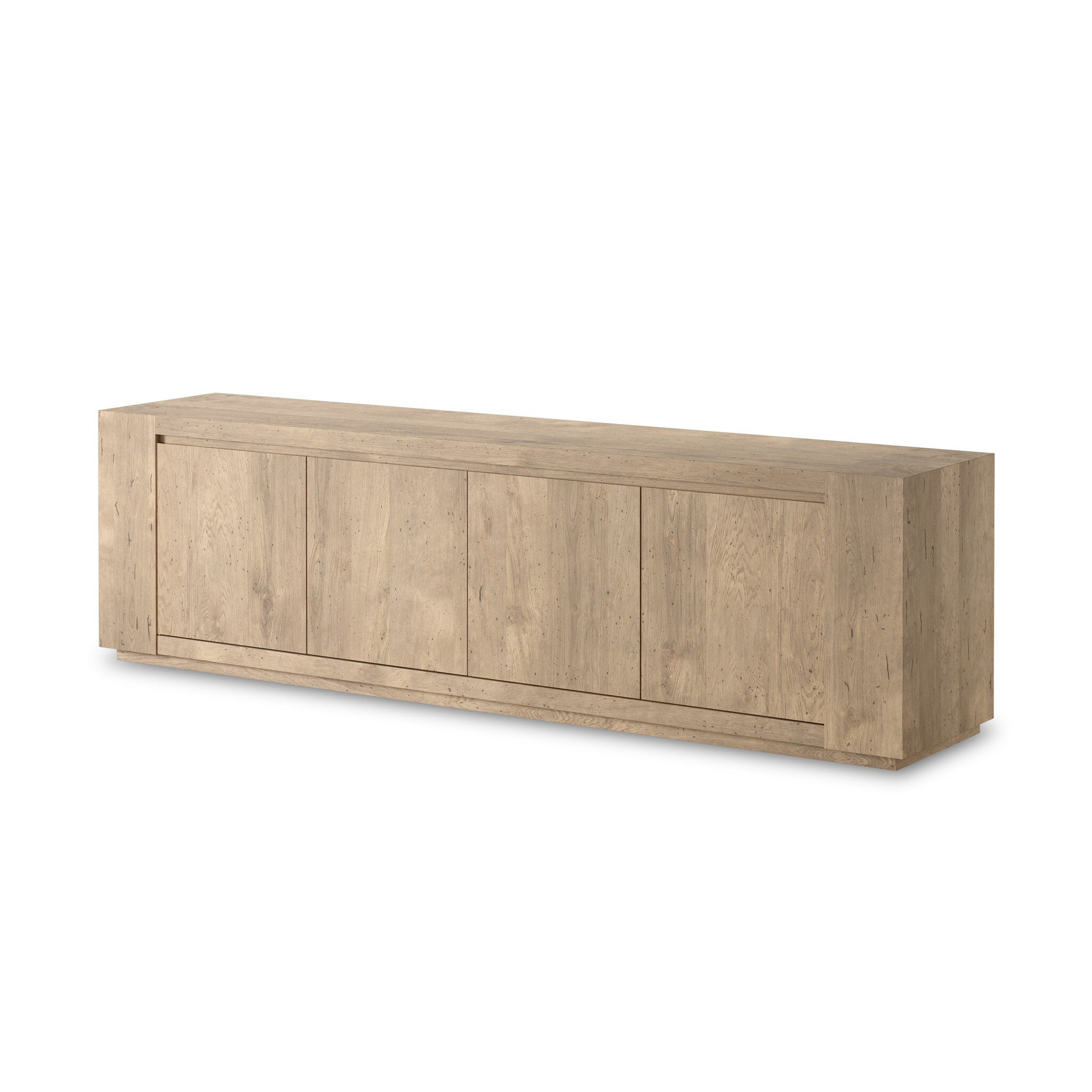 Four Hands Abaso Media Console — Whitewash Rustic Wormwood Oak-Smoked Oak Veneer