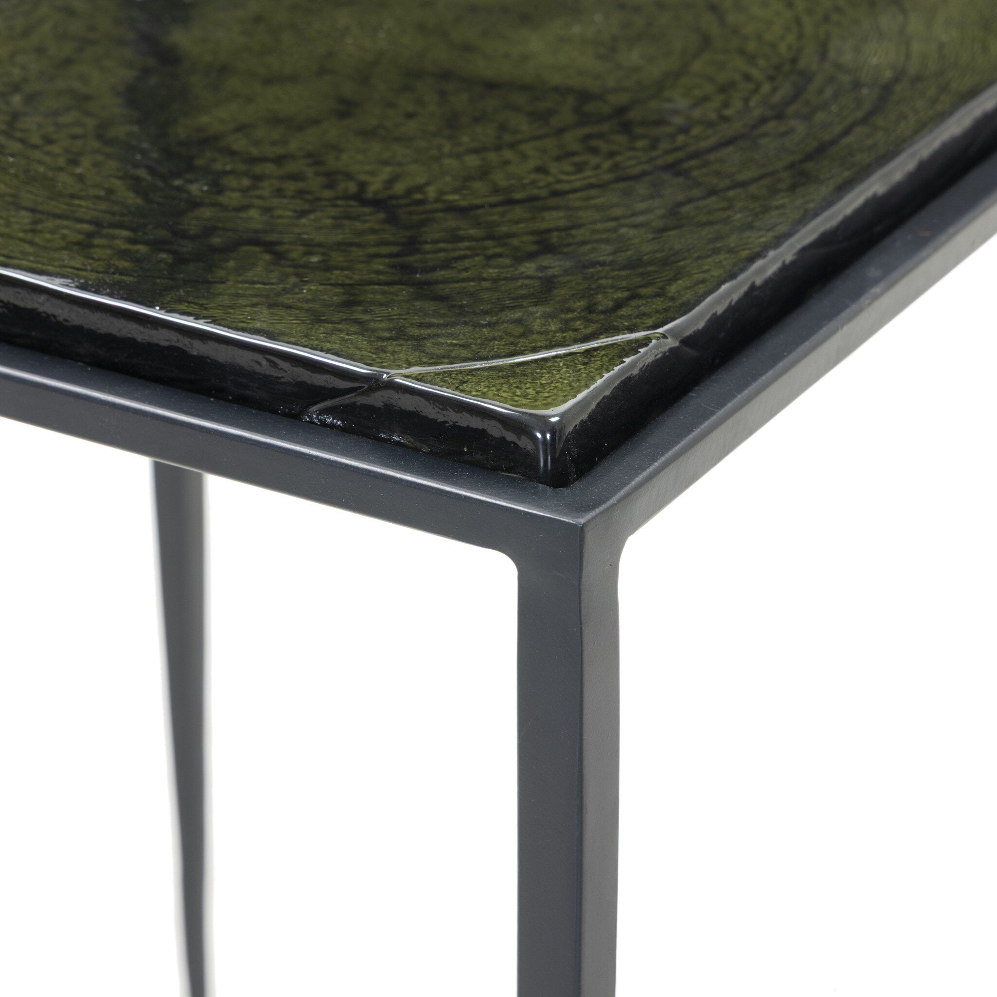 Four Hands Dalston Nesting End Table Set — Moss Cast Glass-Iron Matte Black
