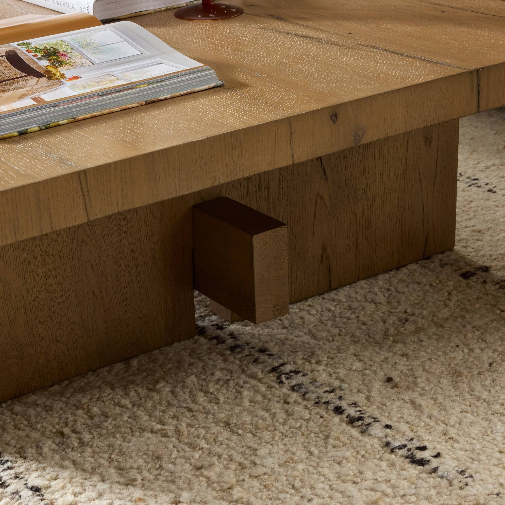 Four Hands Isaac Coffee Table — Rubbed Light Oak-Rubbed Light Oak Veneer