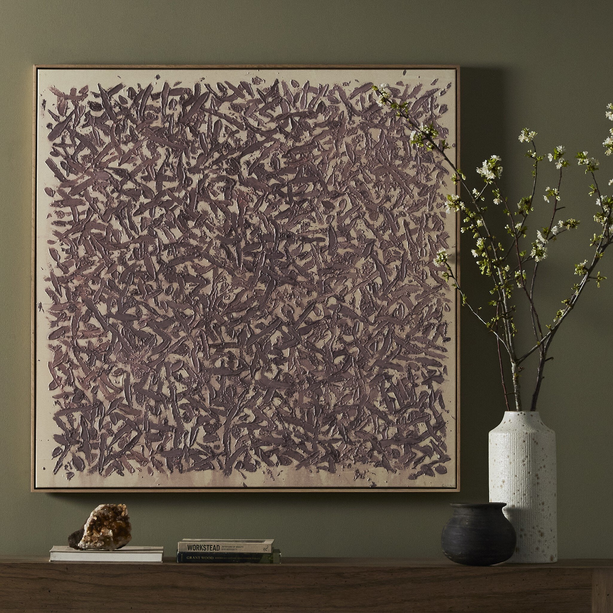 Four Hands They Cling To The Rock No.6 by Tyler Guinn — 240149-001 - 54.0x54.0-Vertical Grain White Oak Floater-Oversized