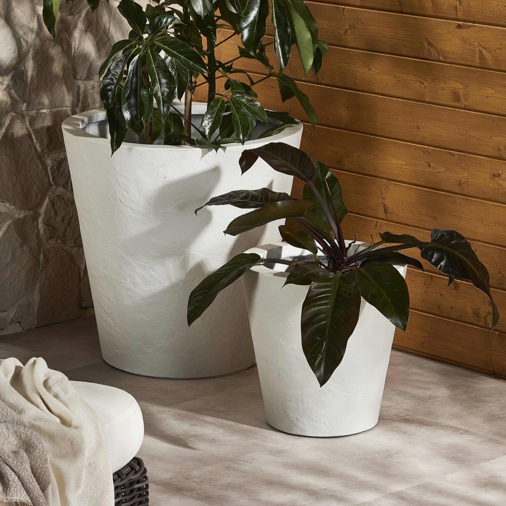 Four Hands Suvi Planter — Textured White Concrete