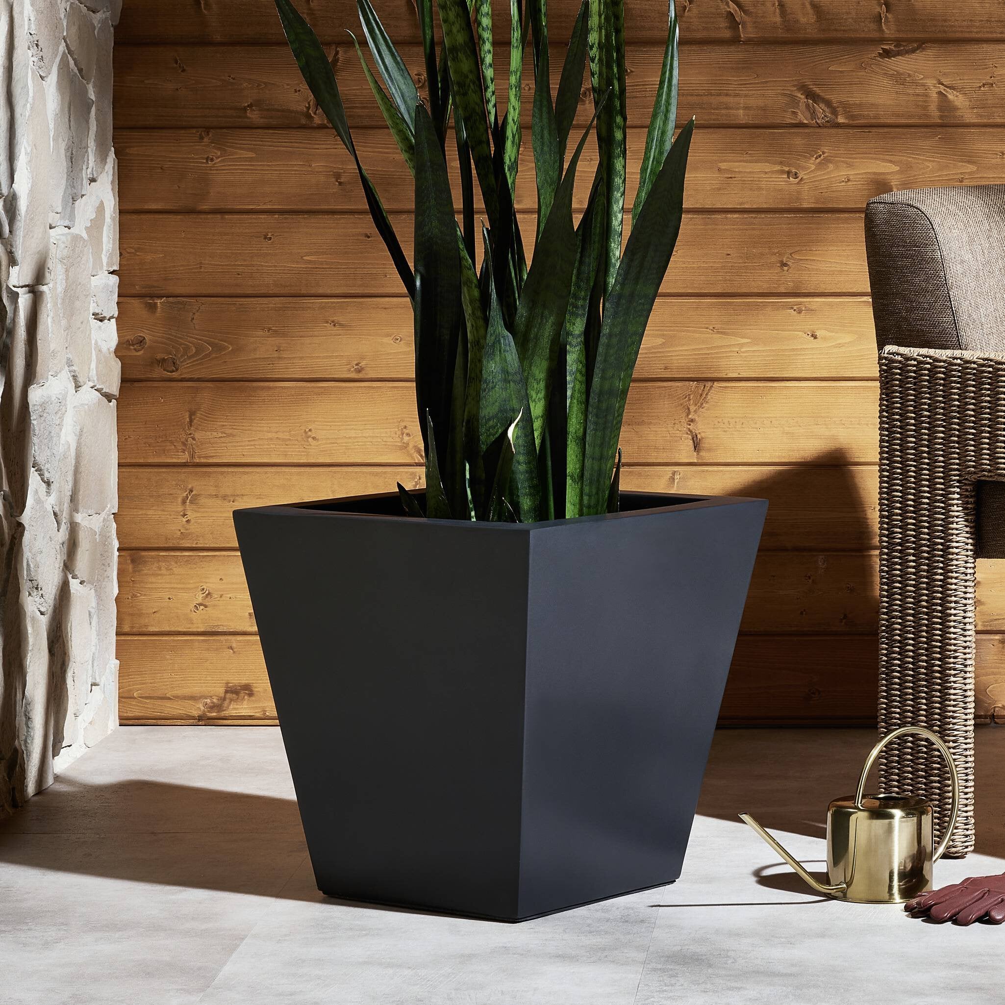 Four Hands Koto Planter — Black Concrete