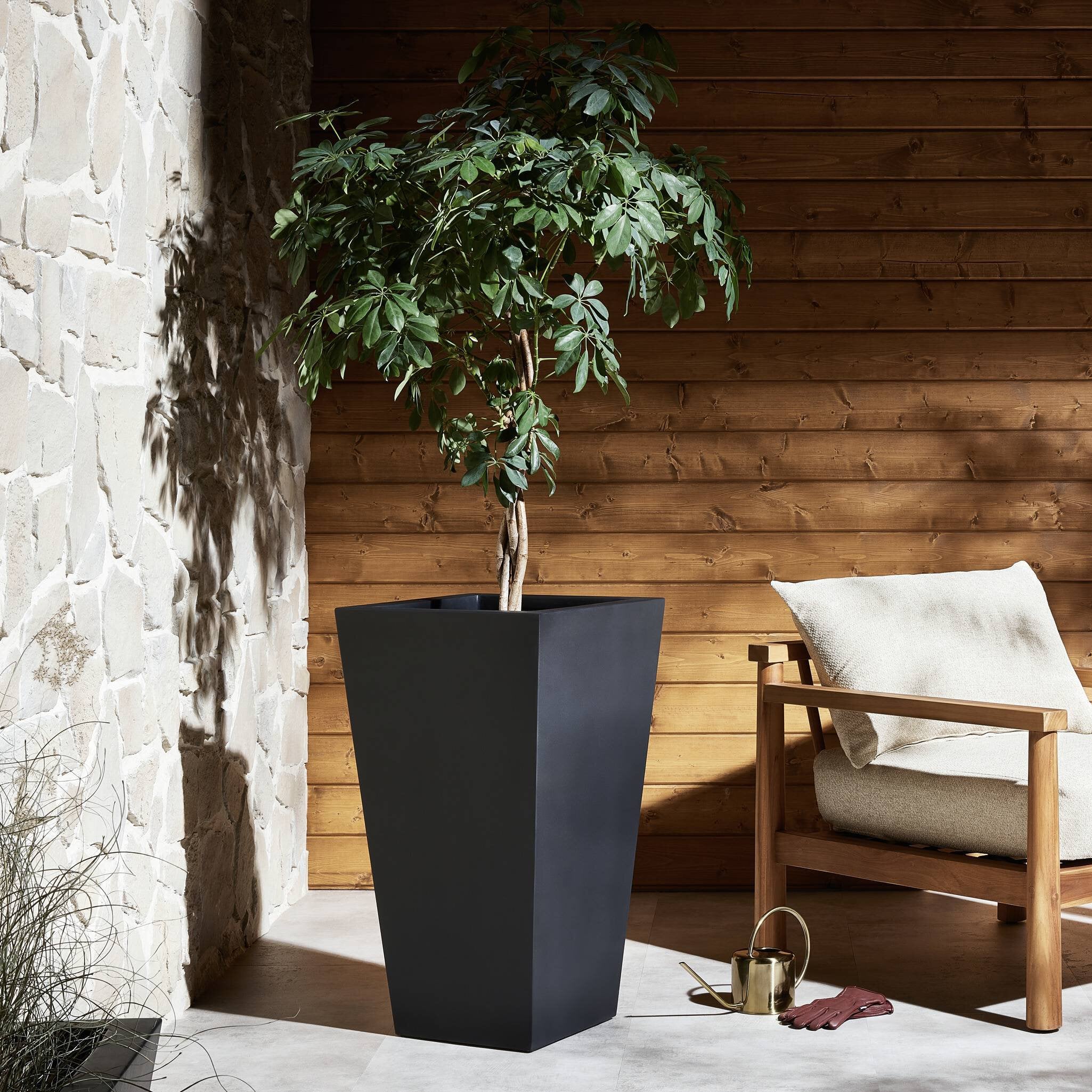 Four Hands Koto Planter — Black Concrete