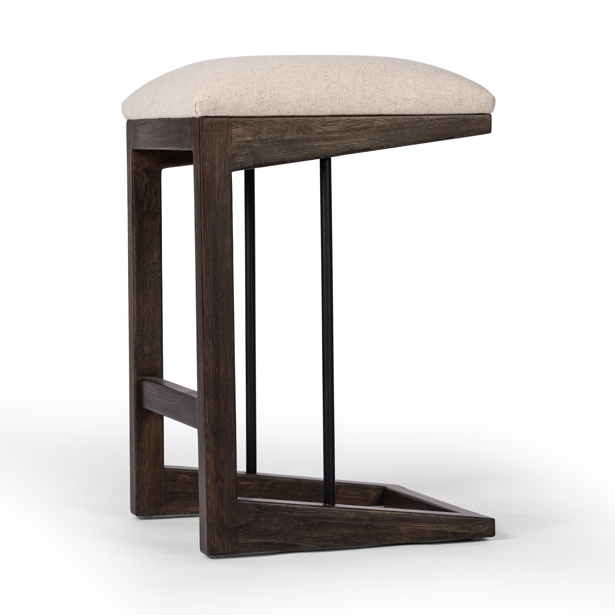 Four Hands Finn Bar + Counter Stool — Antwerp Natural-Sienna Brown Oak-Midnight Iron-Counter