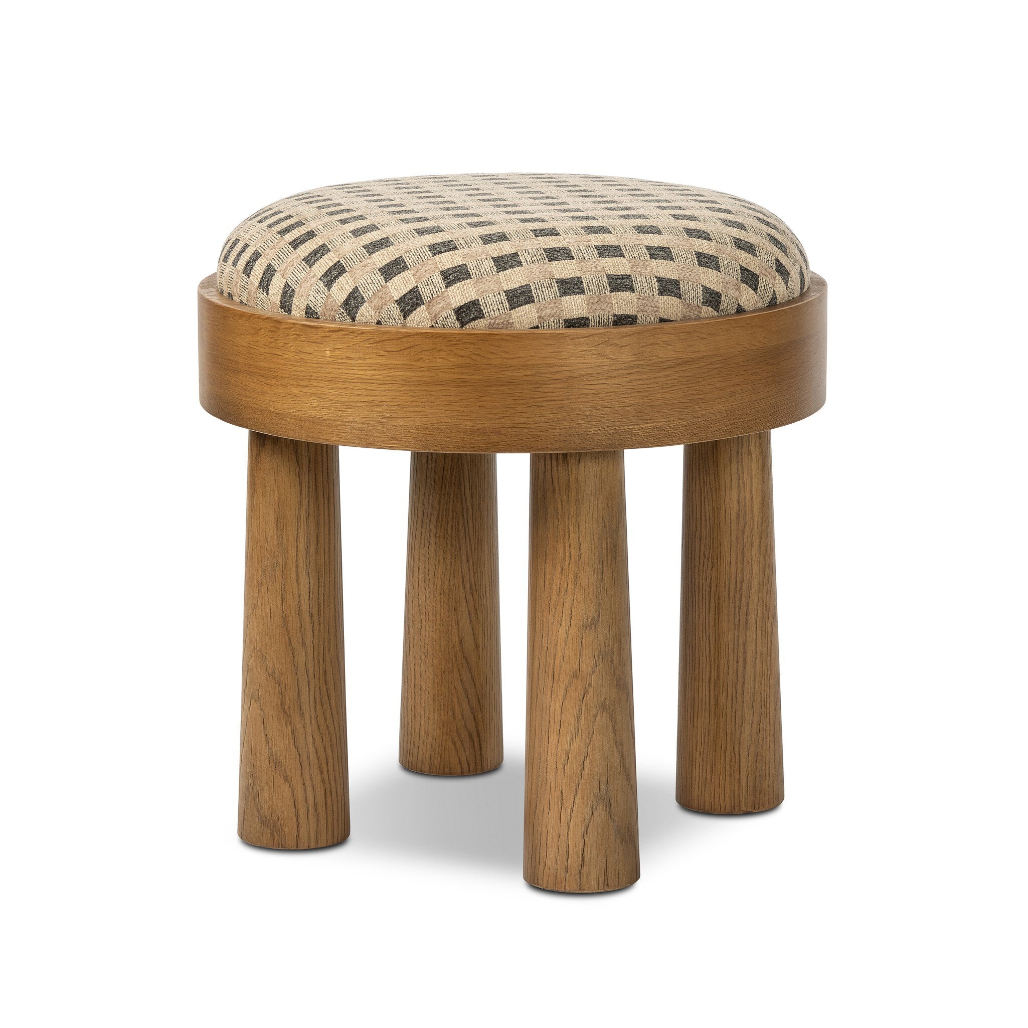 Four Hands Louise Accent Stool — Firefinch Fawn-Warm Oak Veneer